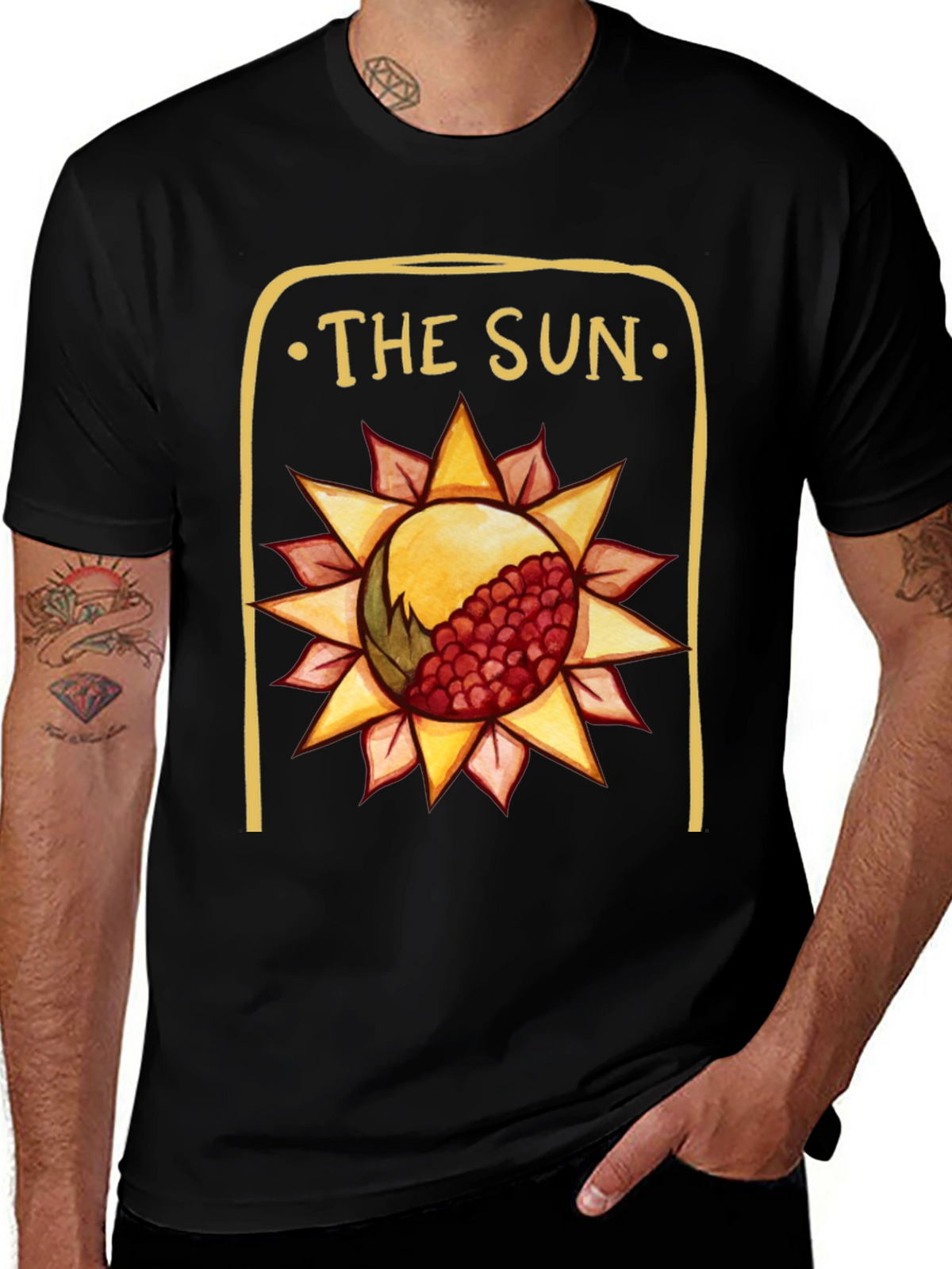 The Sun Tarot Card Graphic Tee - Black