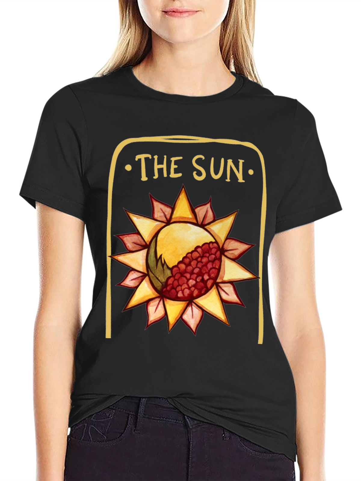 The Sun Tarot Card Graphic Tee - Black