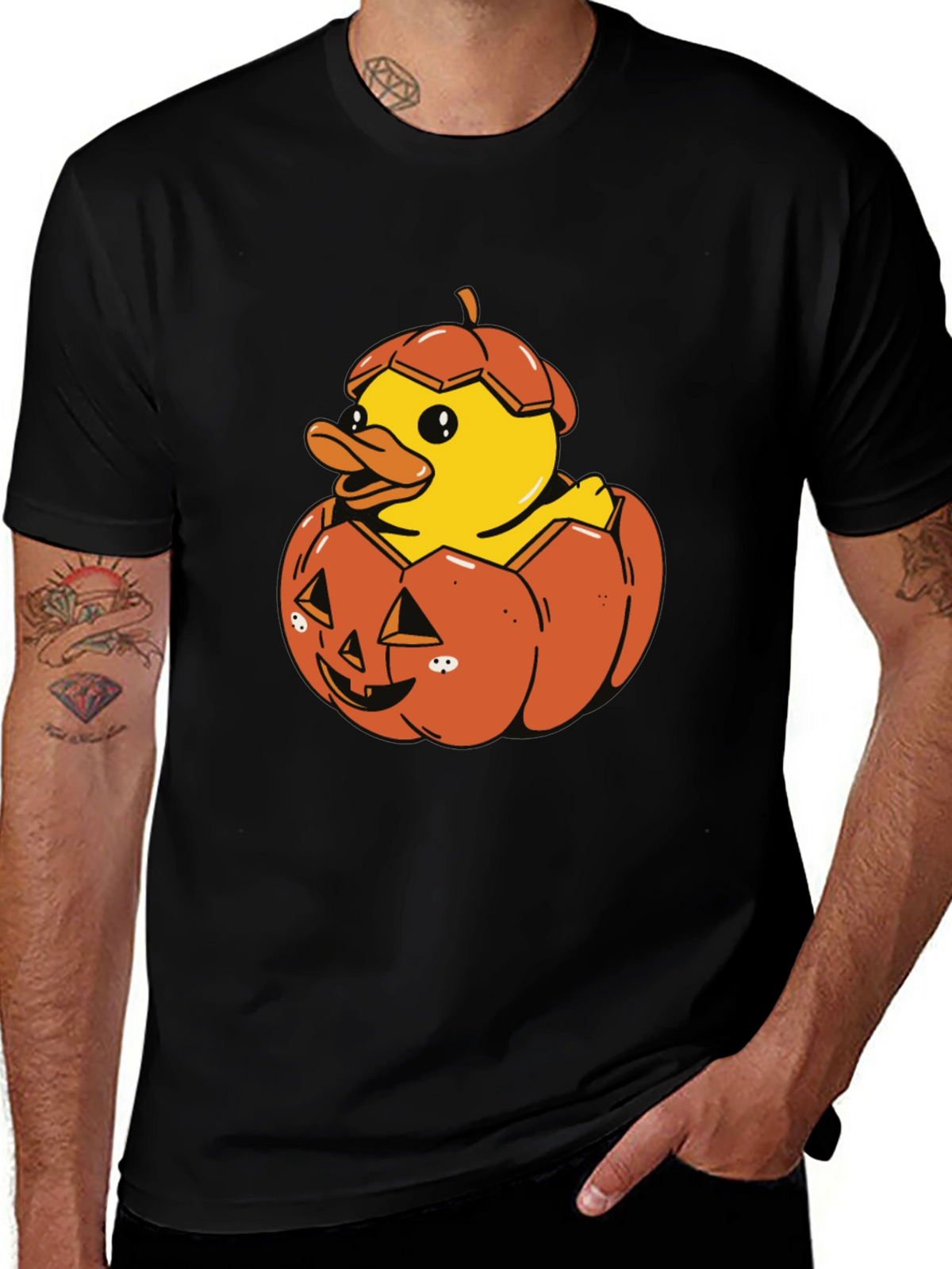 Duck in Pumpkin Halloween T-Shirt