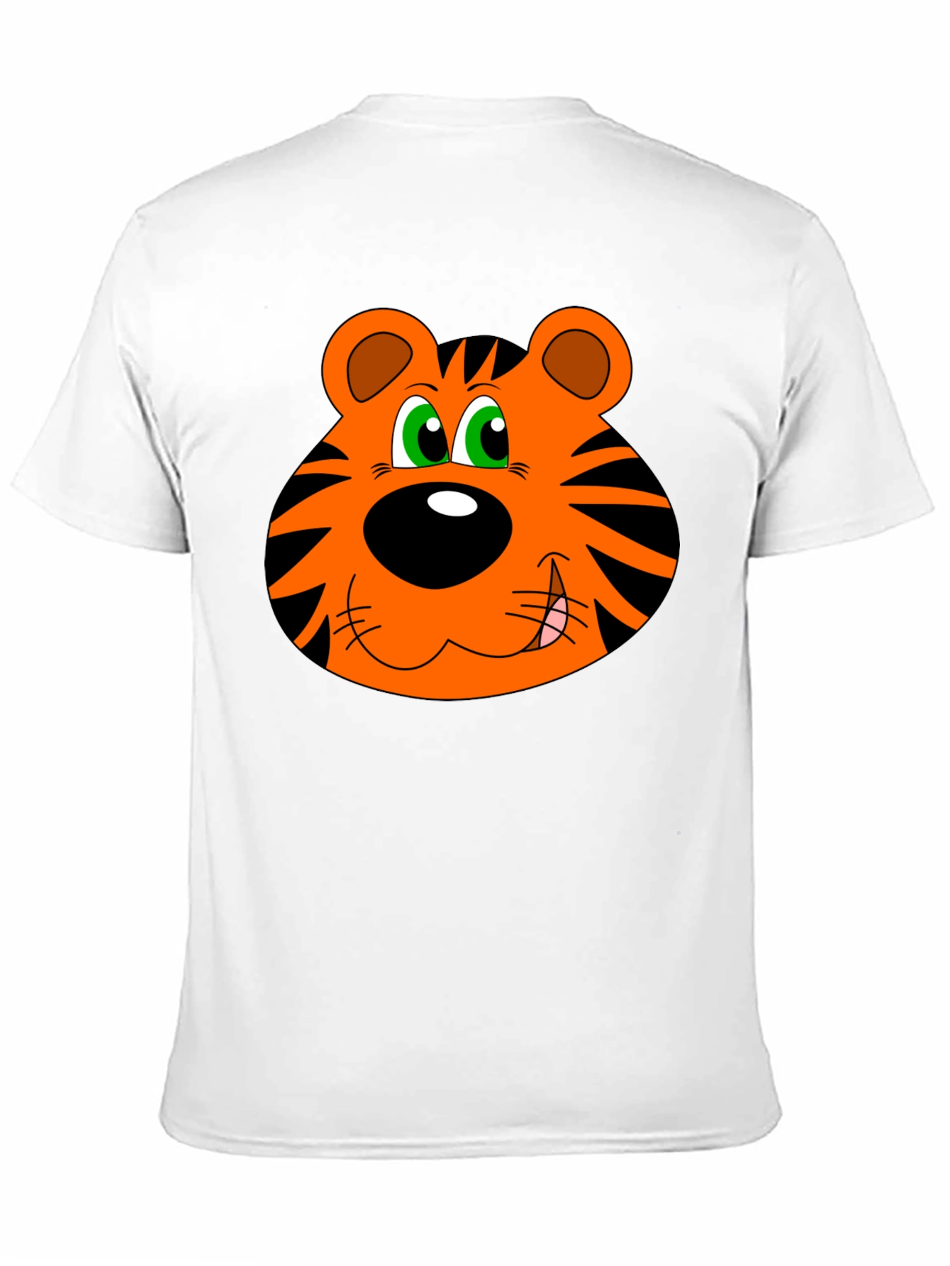 Cartoon Tiger Face Graphic T-Shirt - Black Cotton Tee