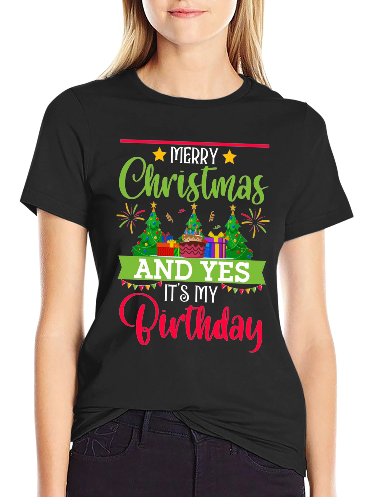 Merry Christmas & Birthday T-Shirt - Holiday Celebration Tee