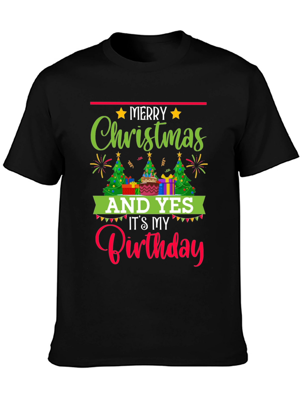 Merry Christmas & Birthday T-Shirt - Holiday Celebration Tee