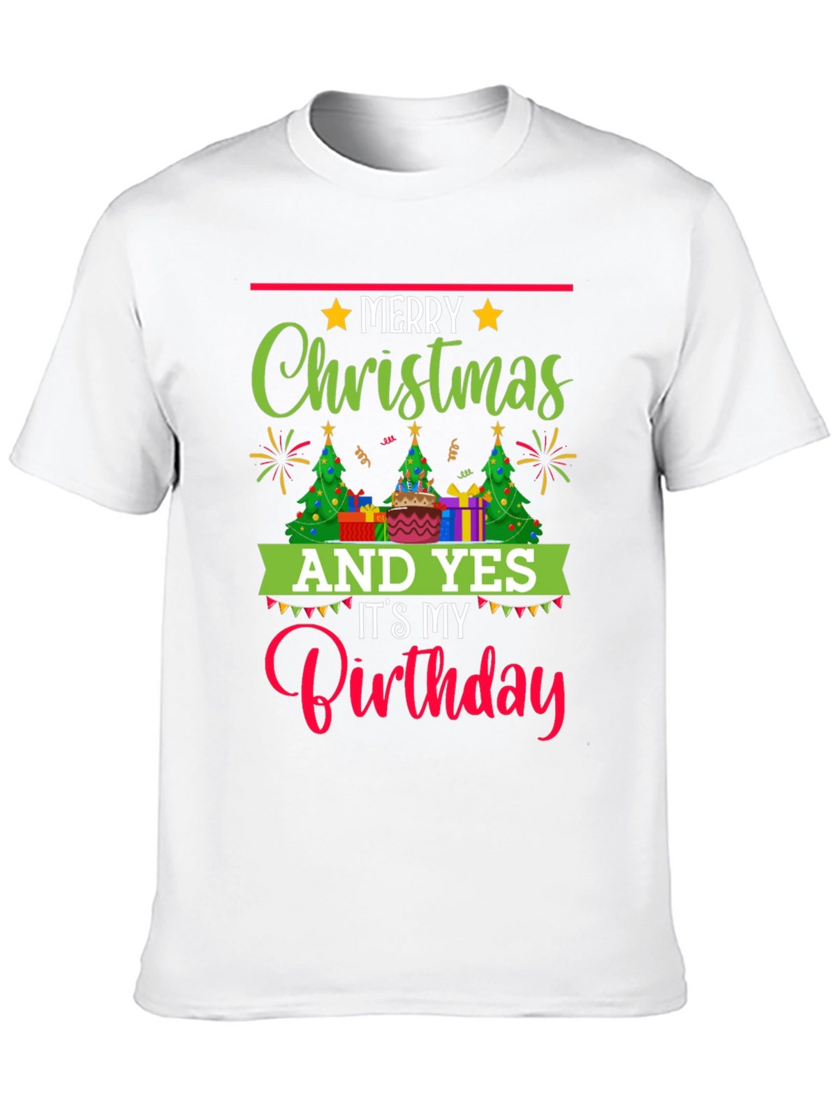 Merry Christmas & Birthday T-Shirt - Holiday Celebration Tee
