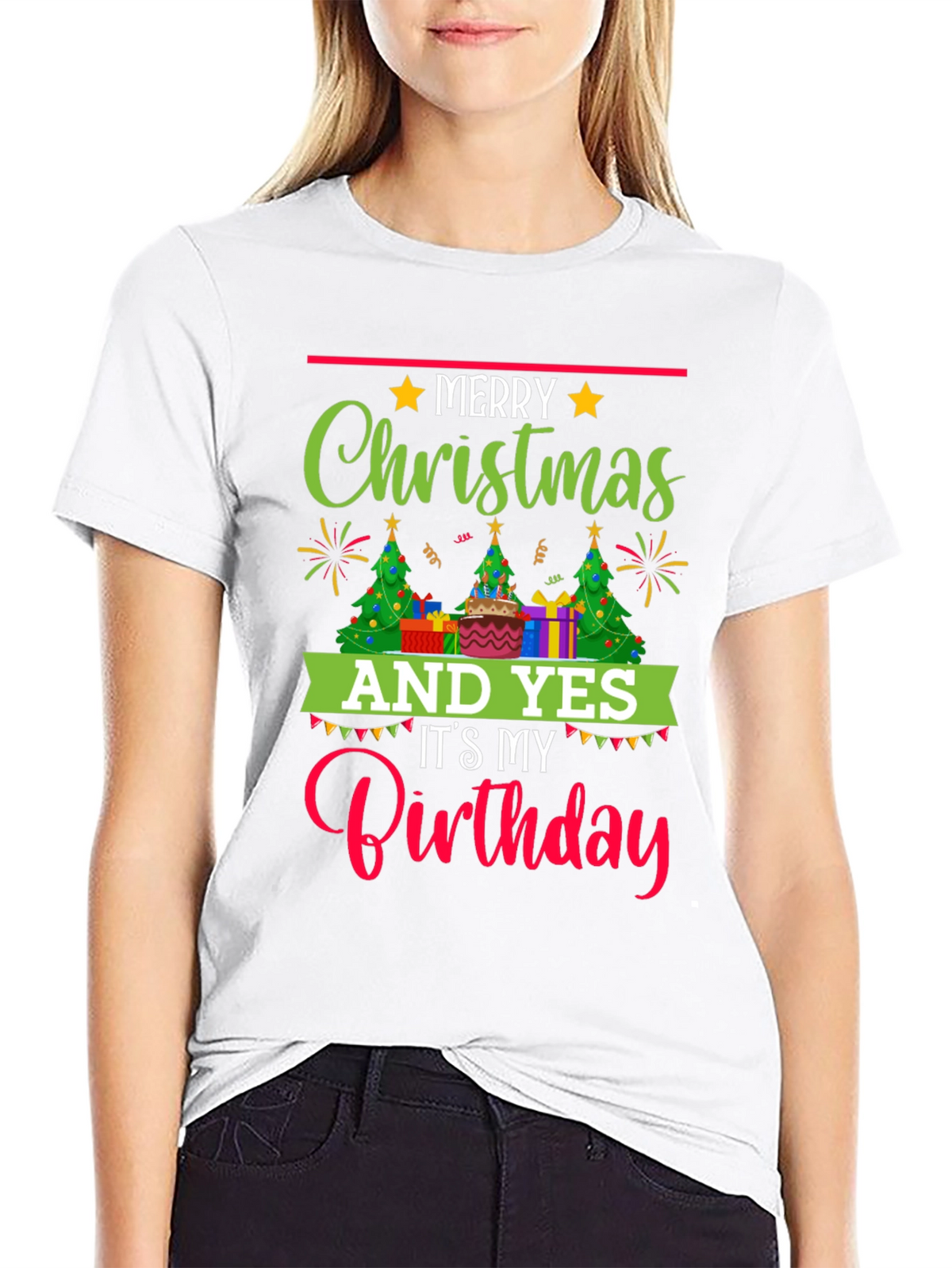 Merry Christmas & Birthday T-Shirt - Holiday Celebration Tee