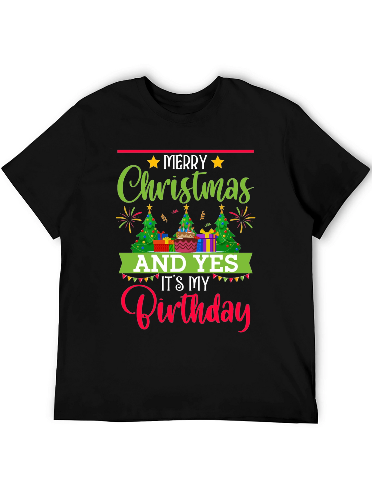 Merry Christmas & Birthday T-Shirt - Holiday Celebration Tee