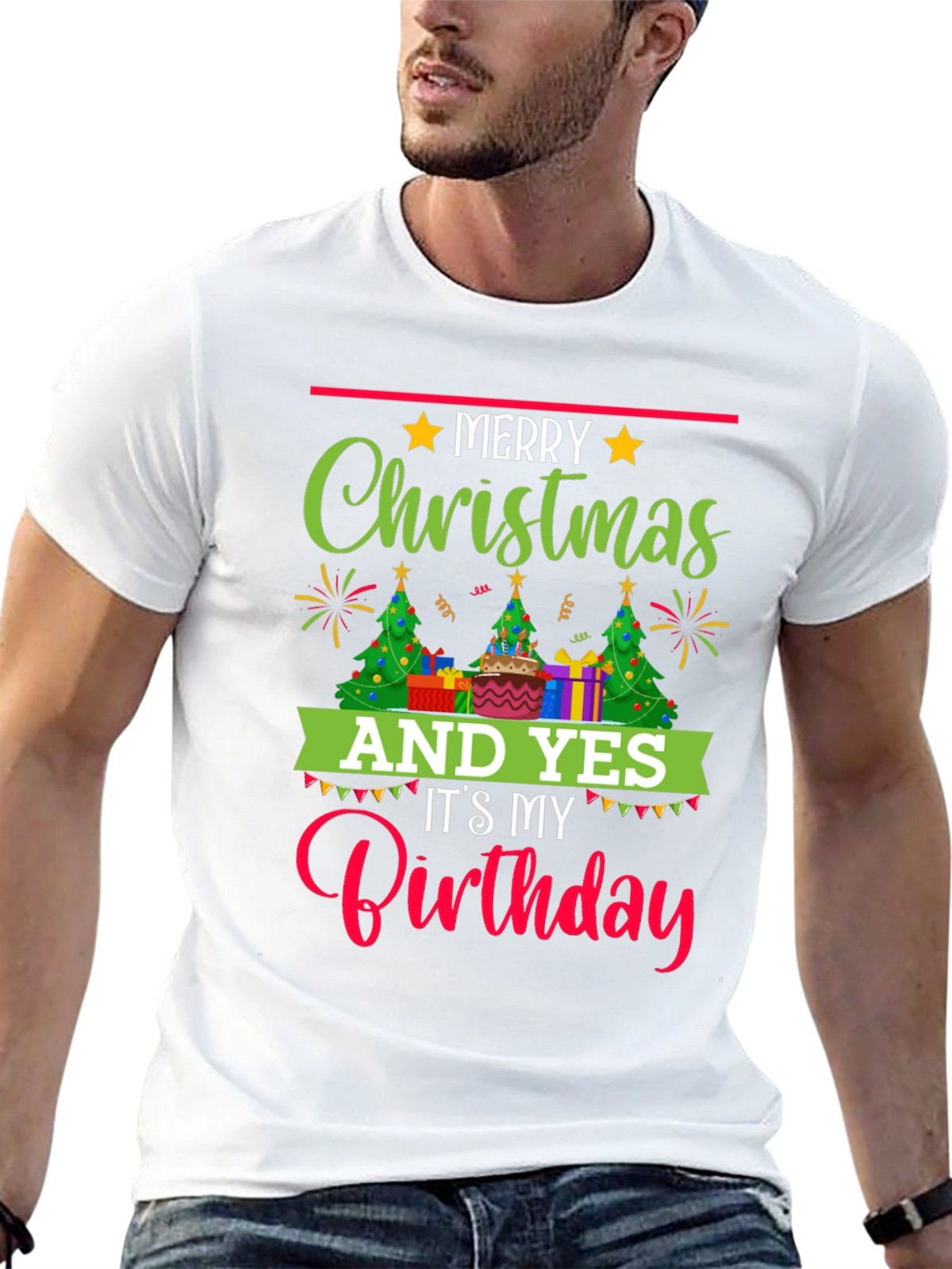 Merry Christmas & Birthday T-Shirt - Holiday Celebration Tee
