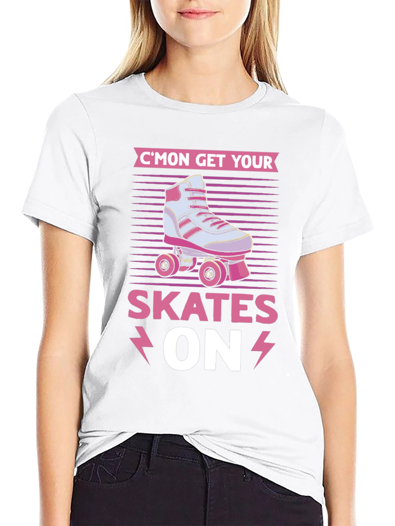 Cmon Get Your Skates On Roller Skate Graphic T-Shirt