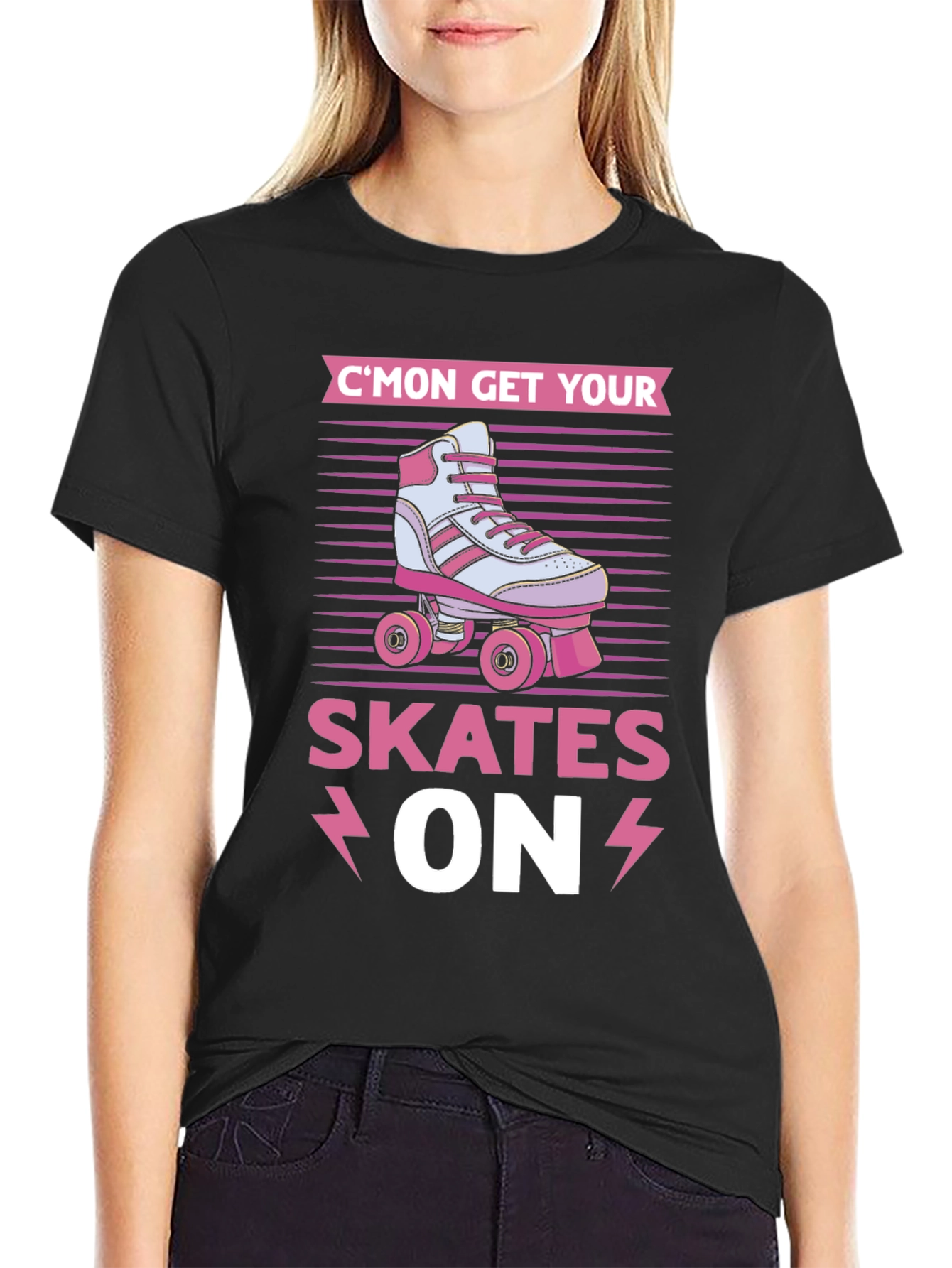 Cmon Get Your Skates On Roller Skate Graphic T-Shirt