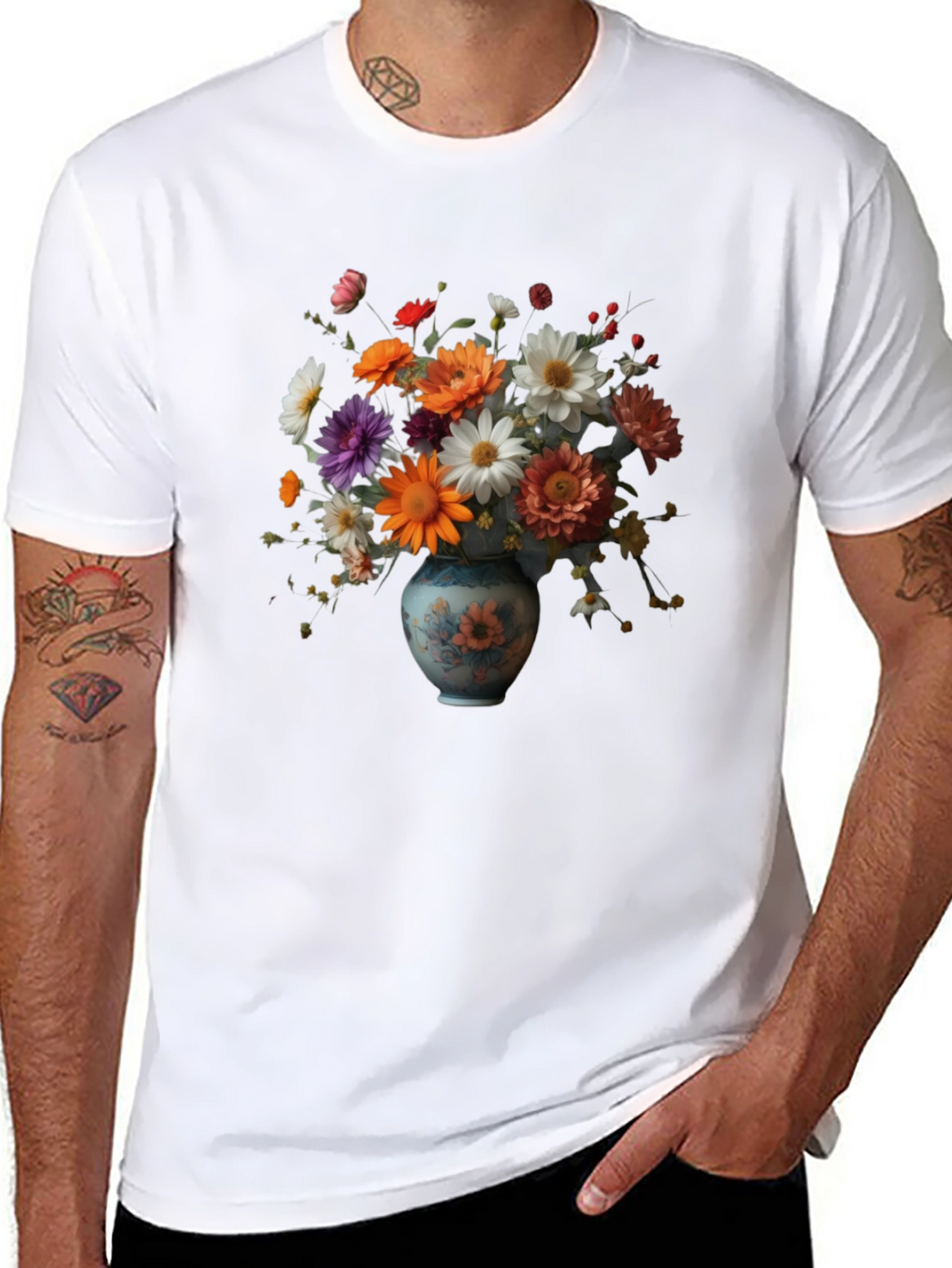 Floral Vase Graphic Tee - Artistic Comfort
