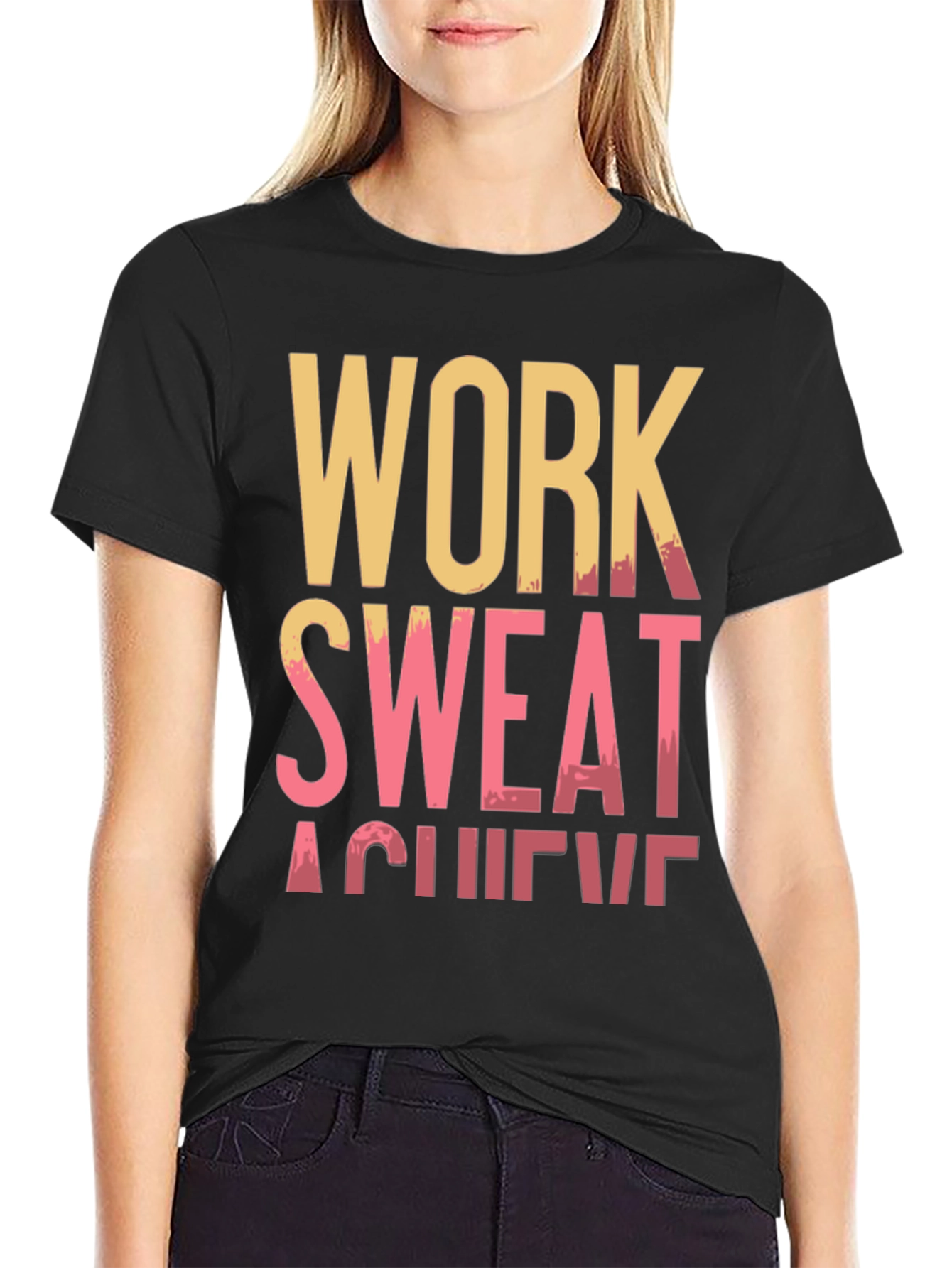 Work Sweat Achieve Black Graphic Tee