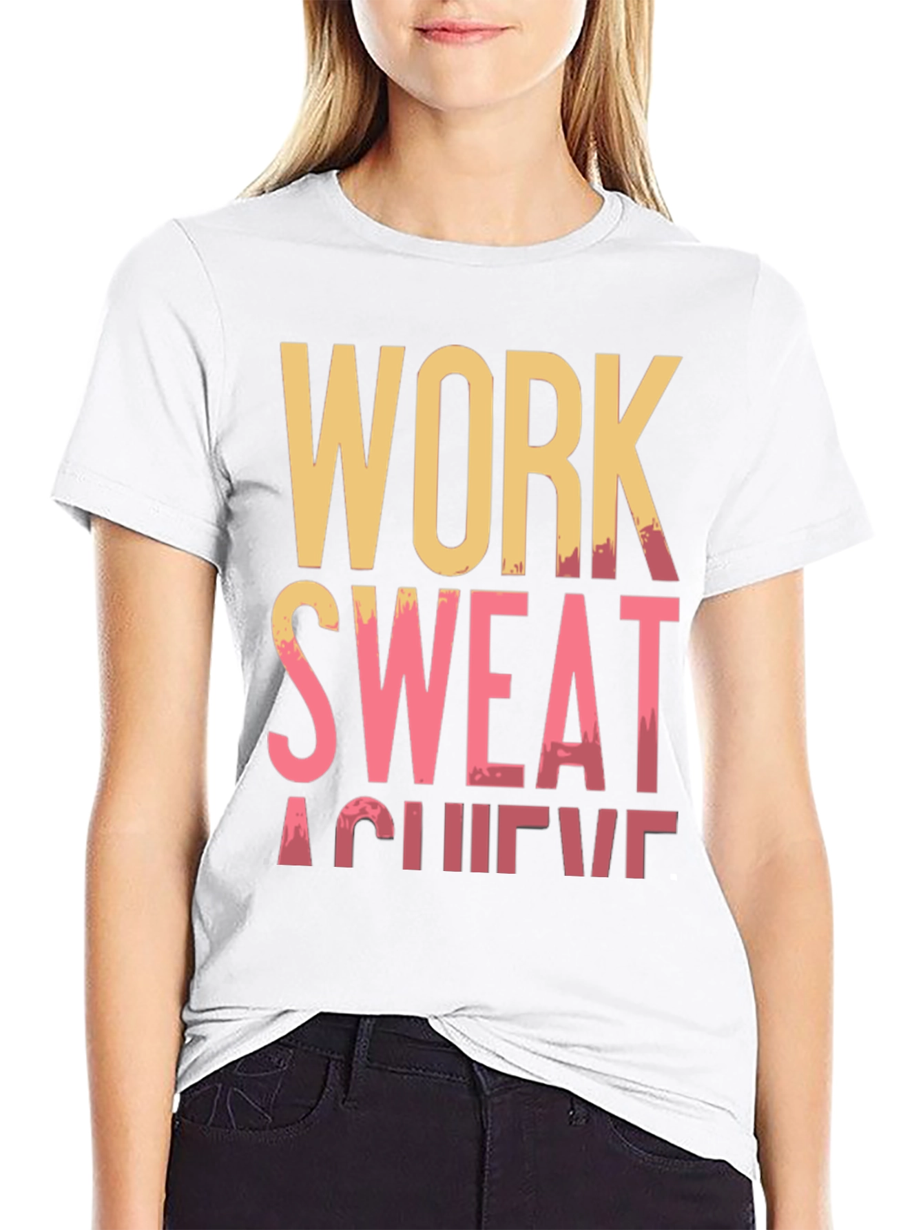 Work Sweat Achieve Black Graphic Tee