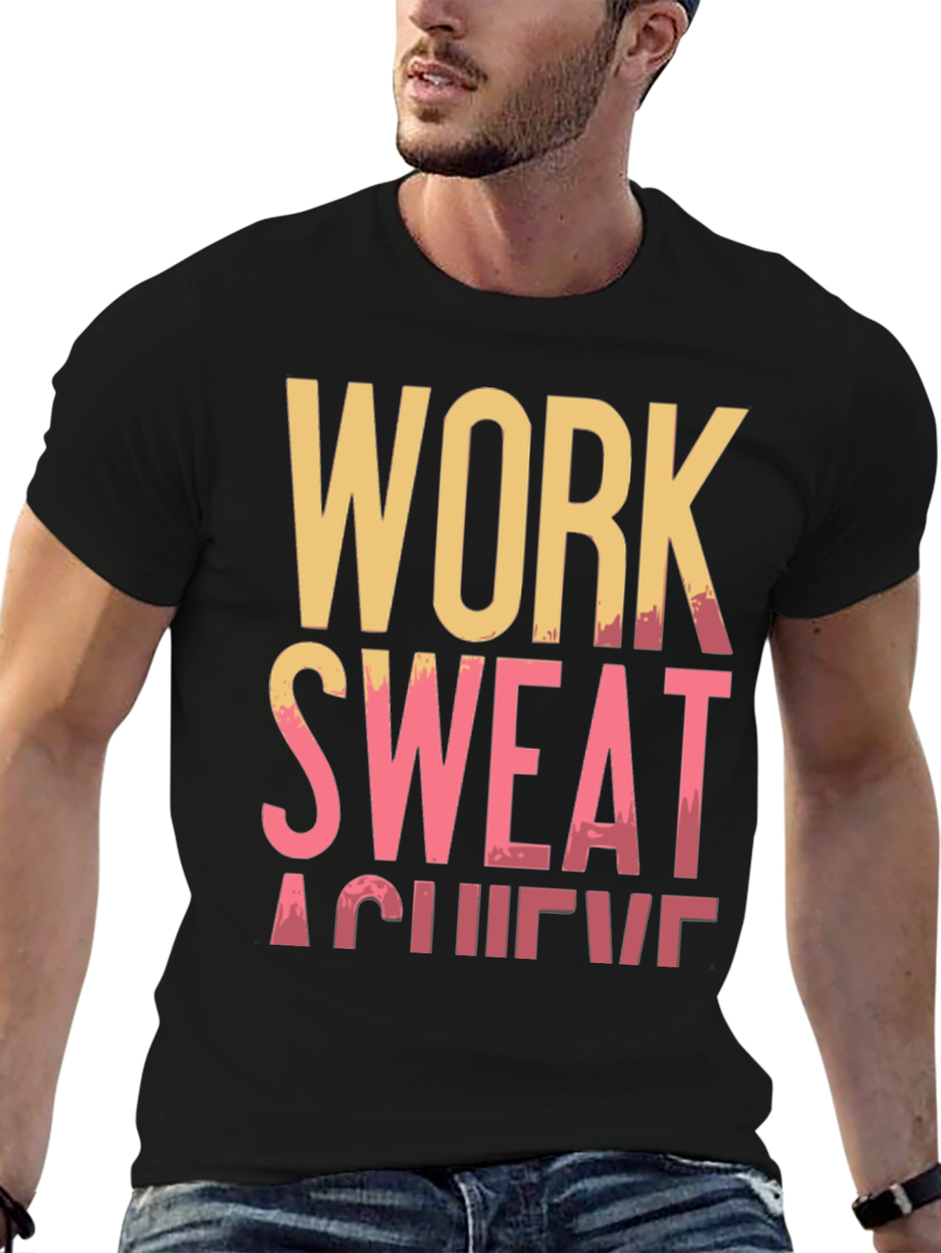 Work Sweat Achieve Black Graphic Tee