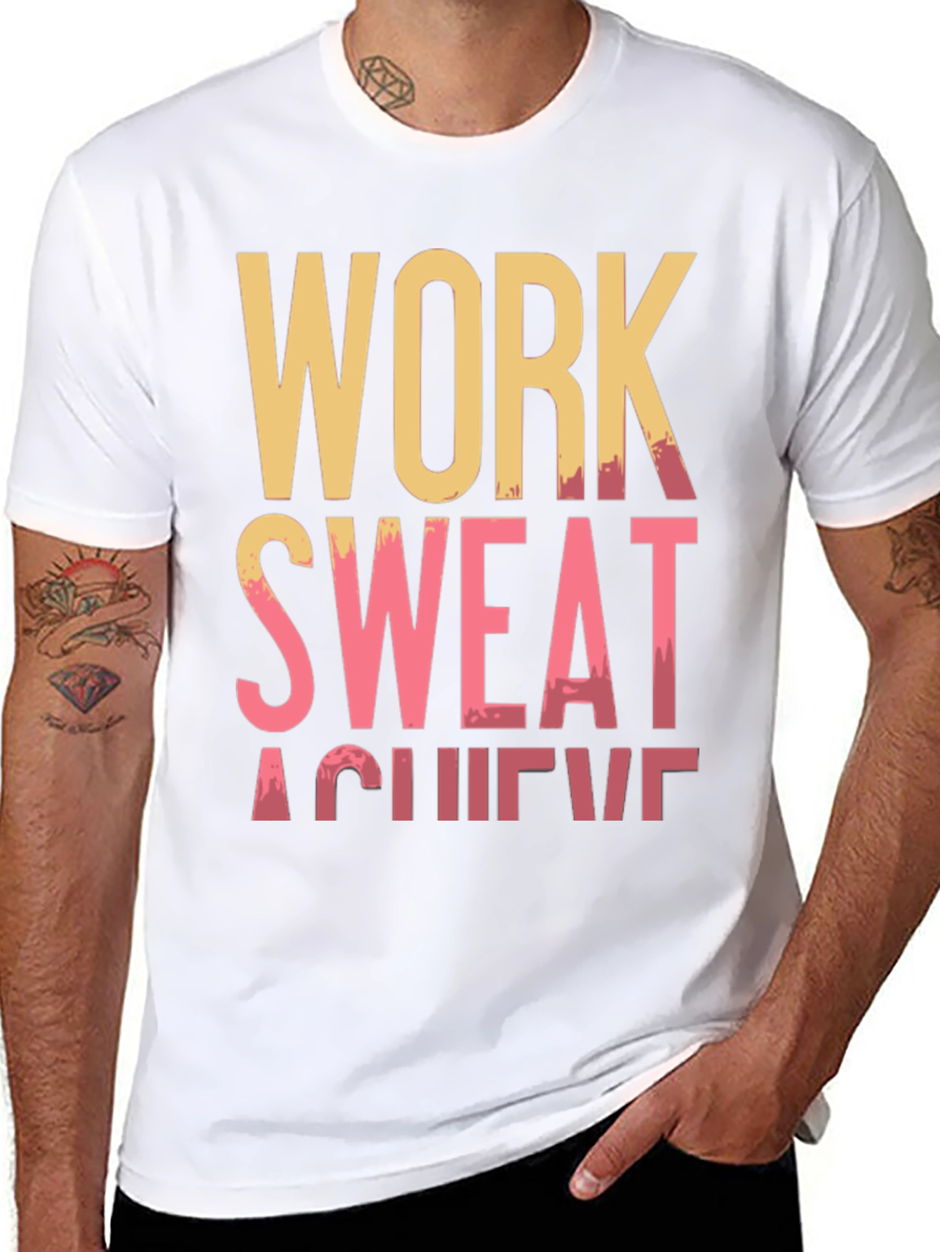 Work Sweat Achieve Black Graphic Tee