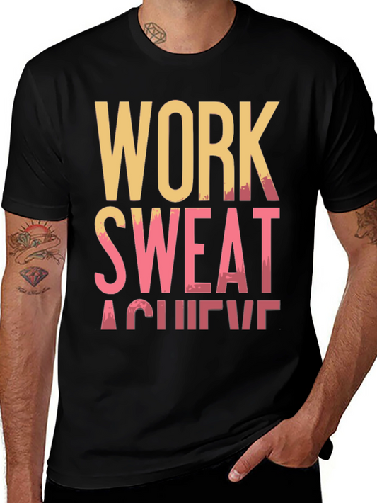 Work Sweat Achieve Black Graphic Tee