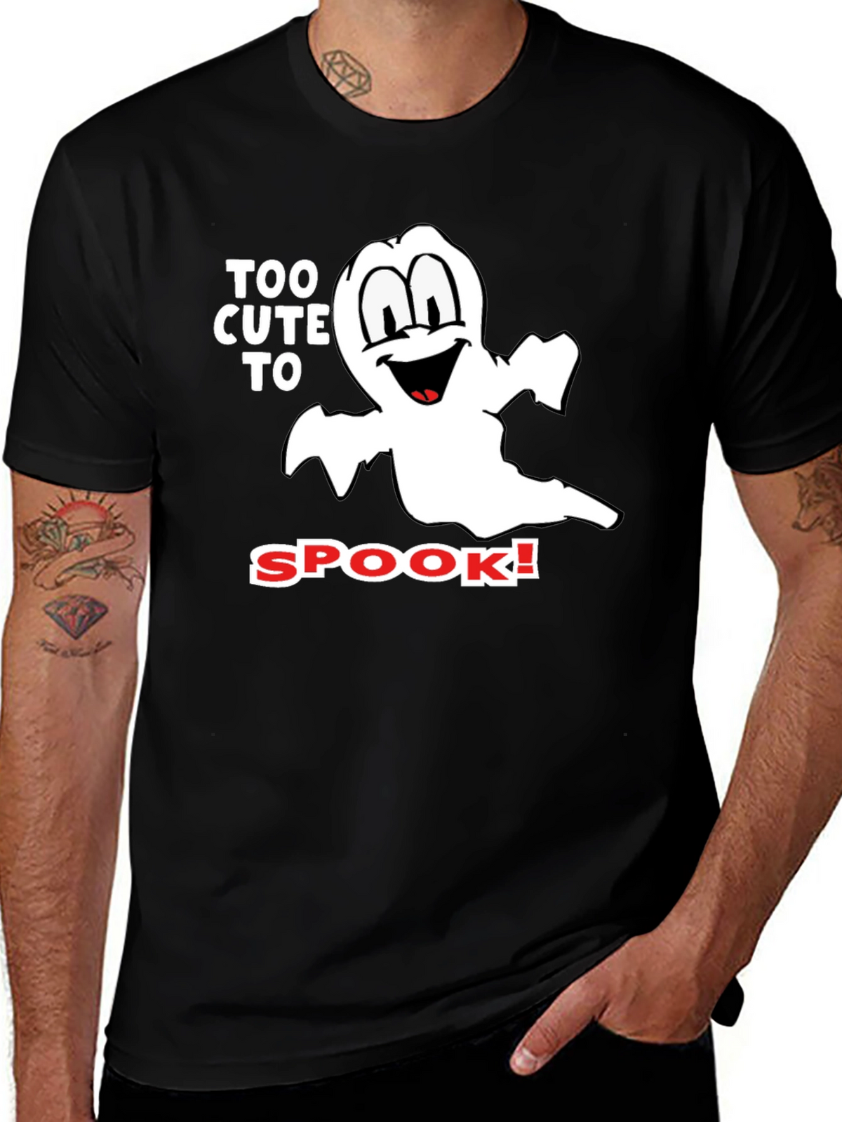 Too Cute to Spook Black Halloween T-Shirt