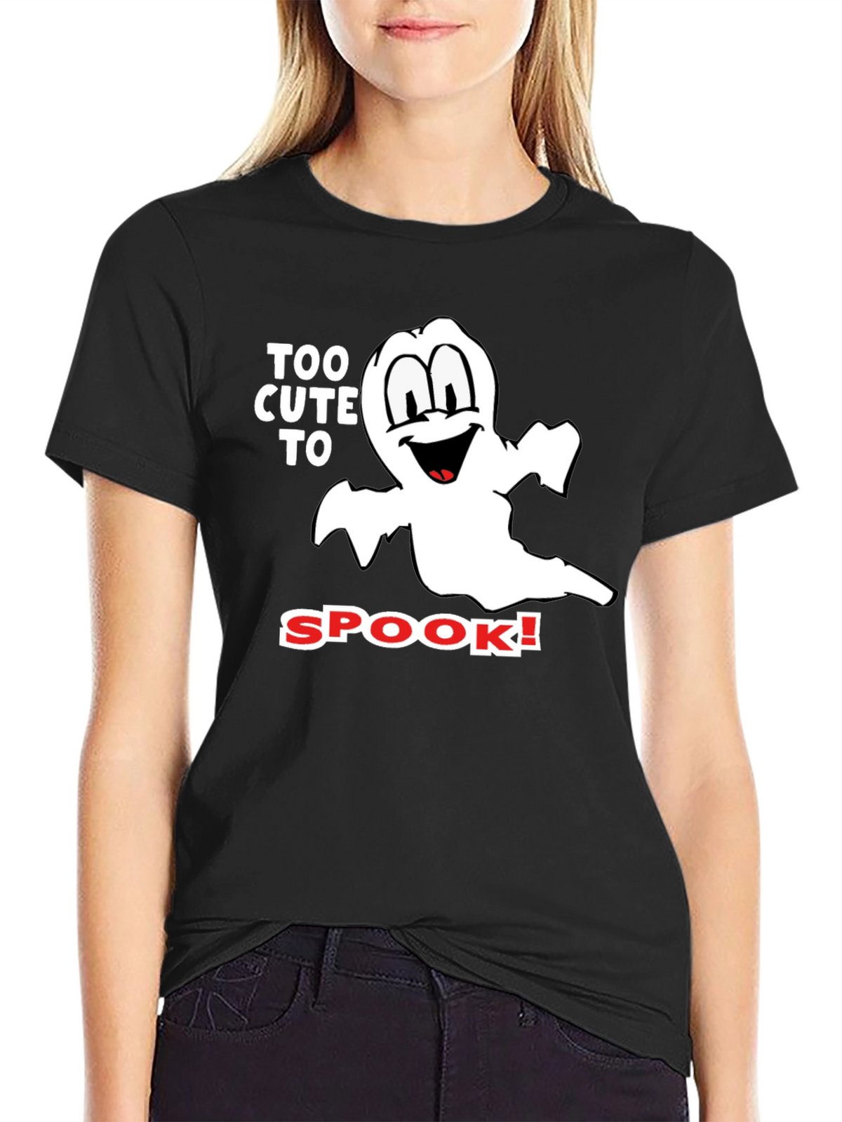 Too Cute to Spook Black Halloween T-Shirt