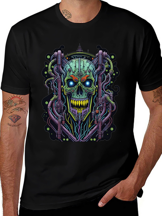 Cyberpunk Skull Graphic Tee - Edgy Design