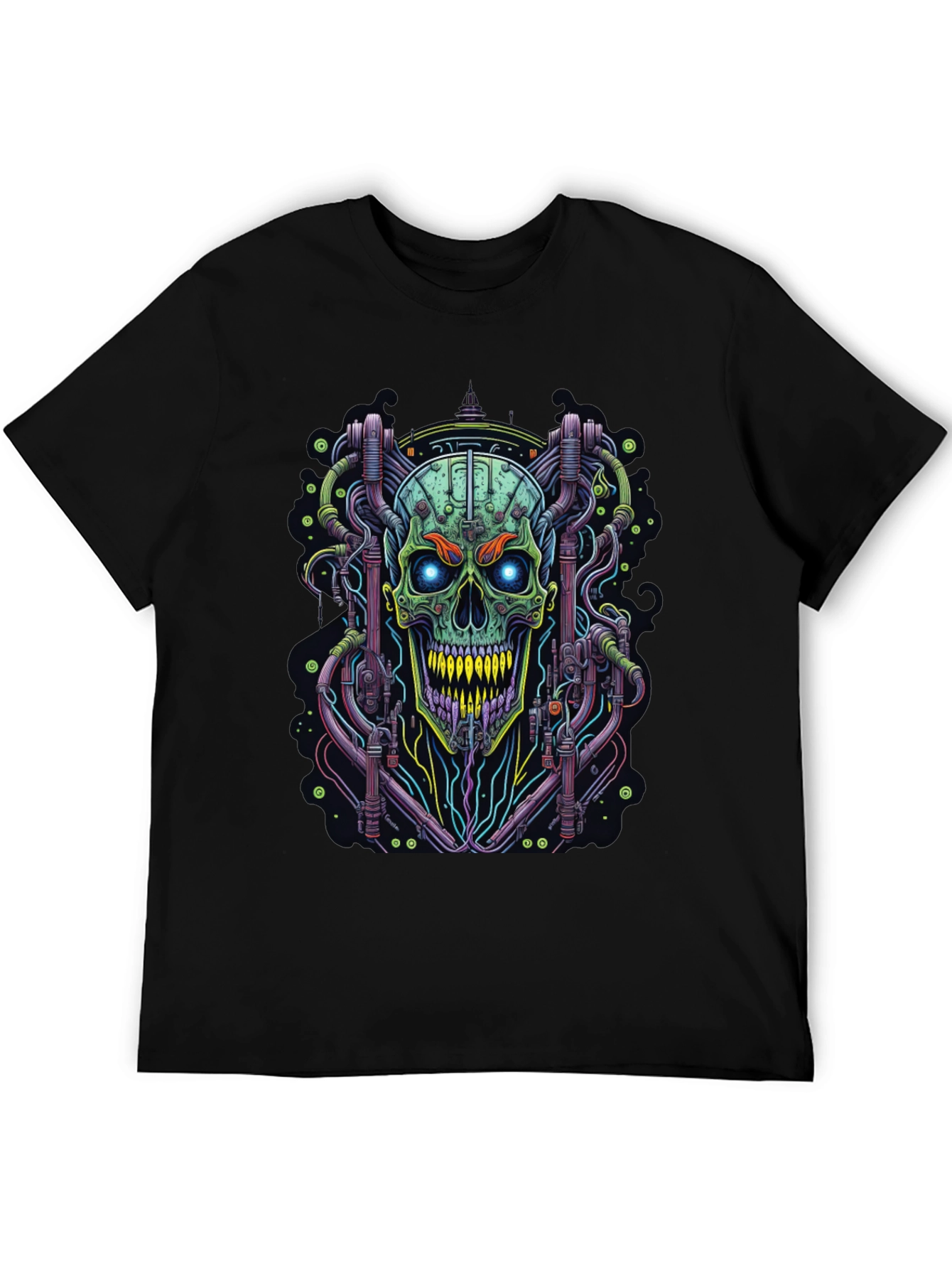 Cyberpunk Skull Graphic Tee - Edgy Design