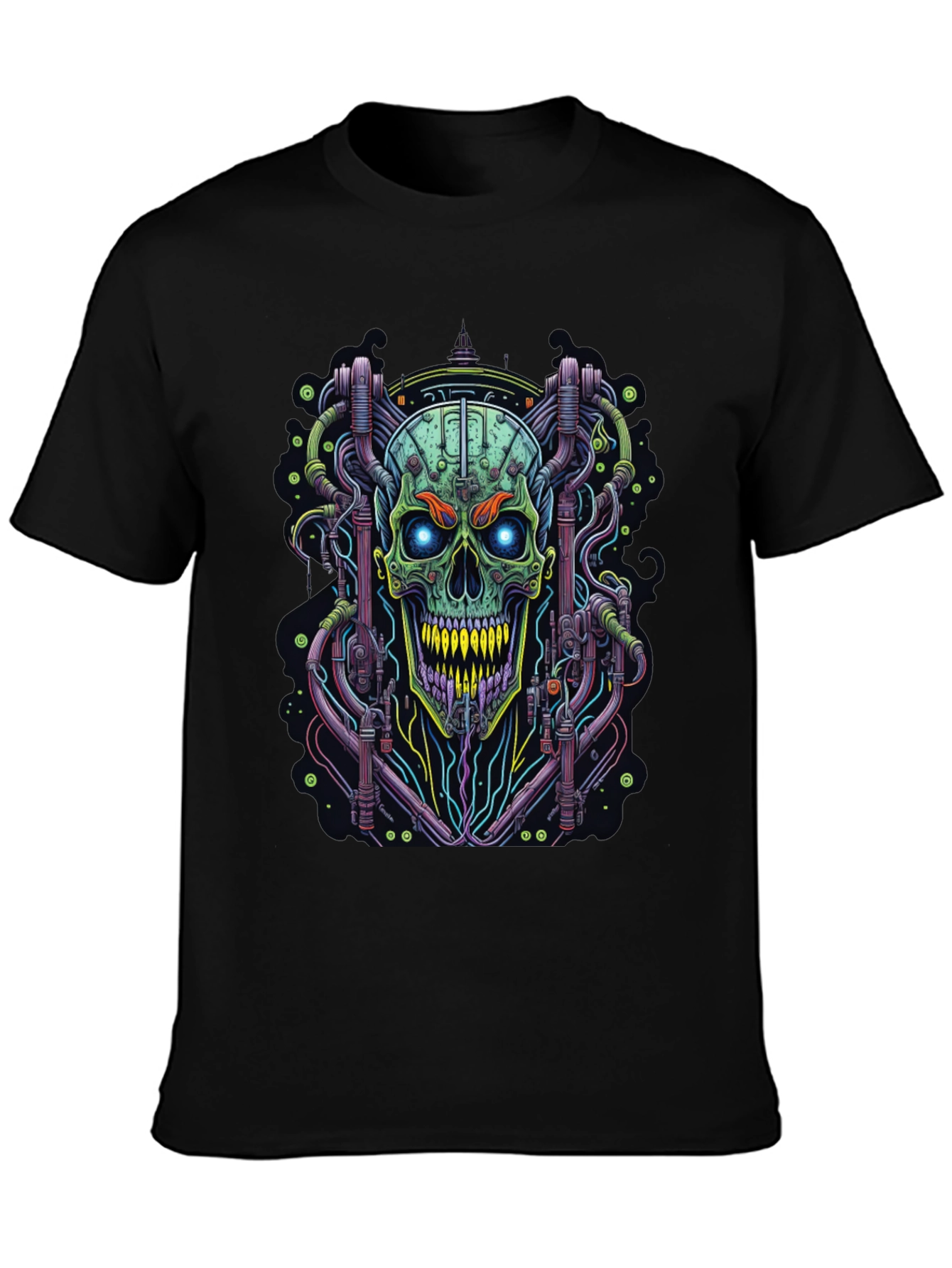 Cyberpunk Skull Graphic Tee - Edgy Design