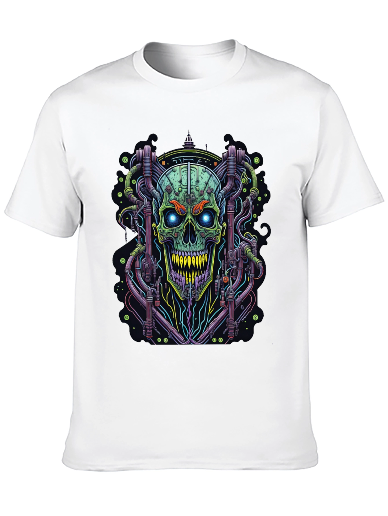 Cyberpunk Skull Graphic Tee - Edgy Design