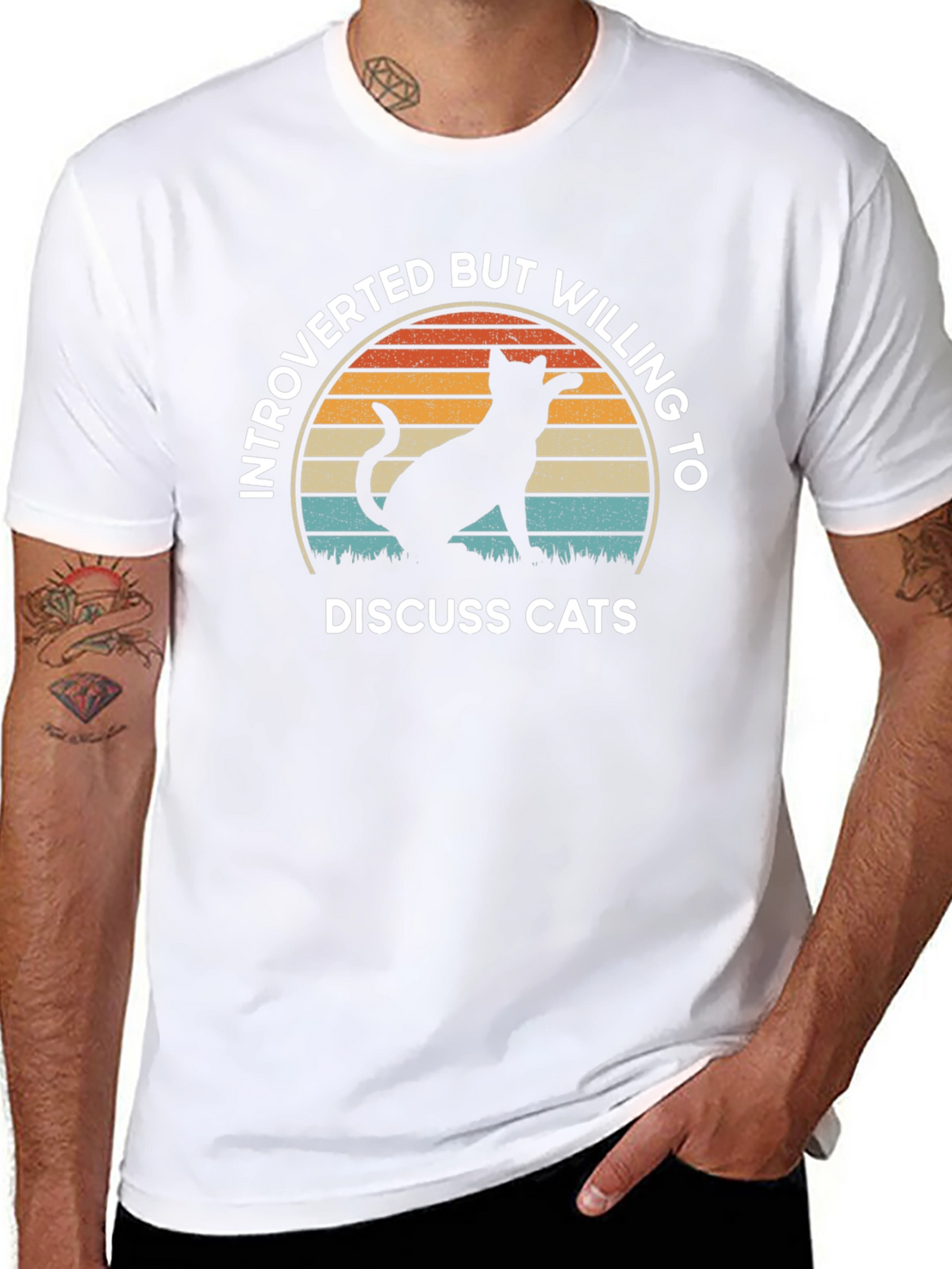Introverted But Willing To Discuss Cats Black T-Shirt