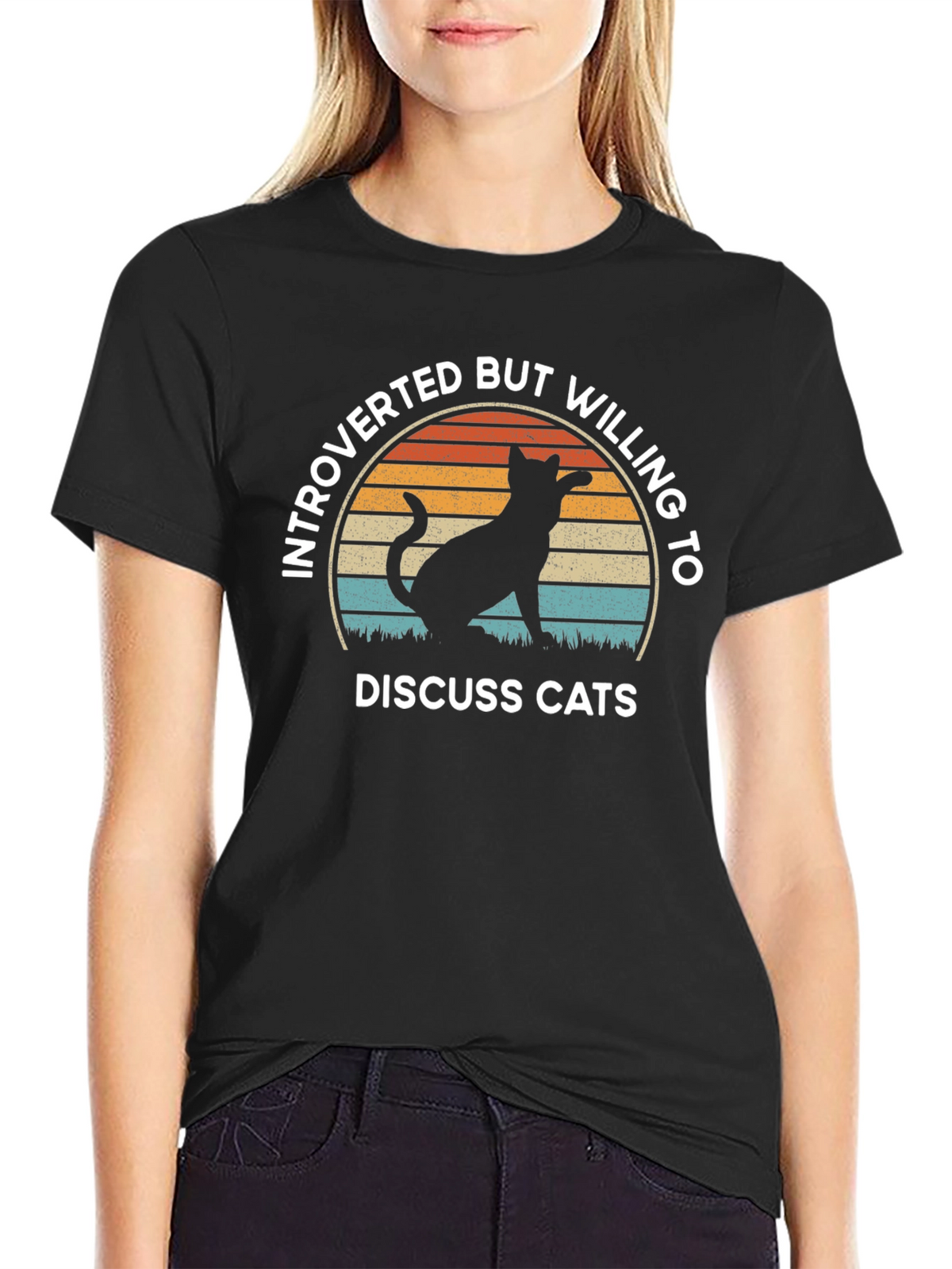 Introverted But Willing To Discuss Cats Black T-Shirt