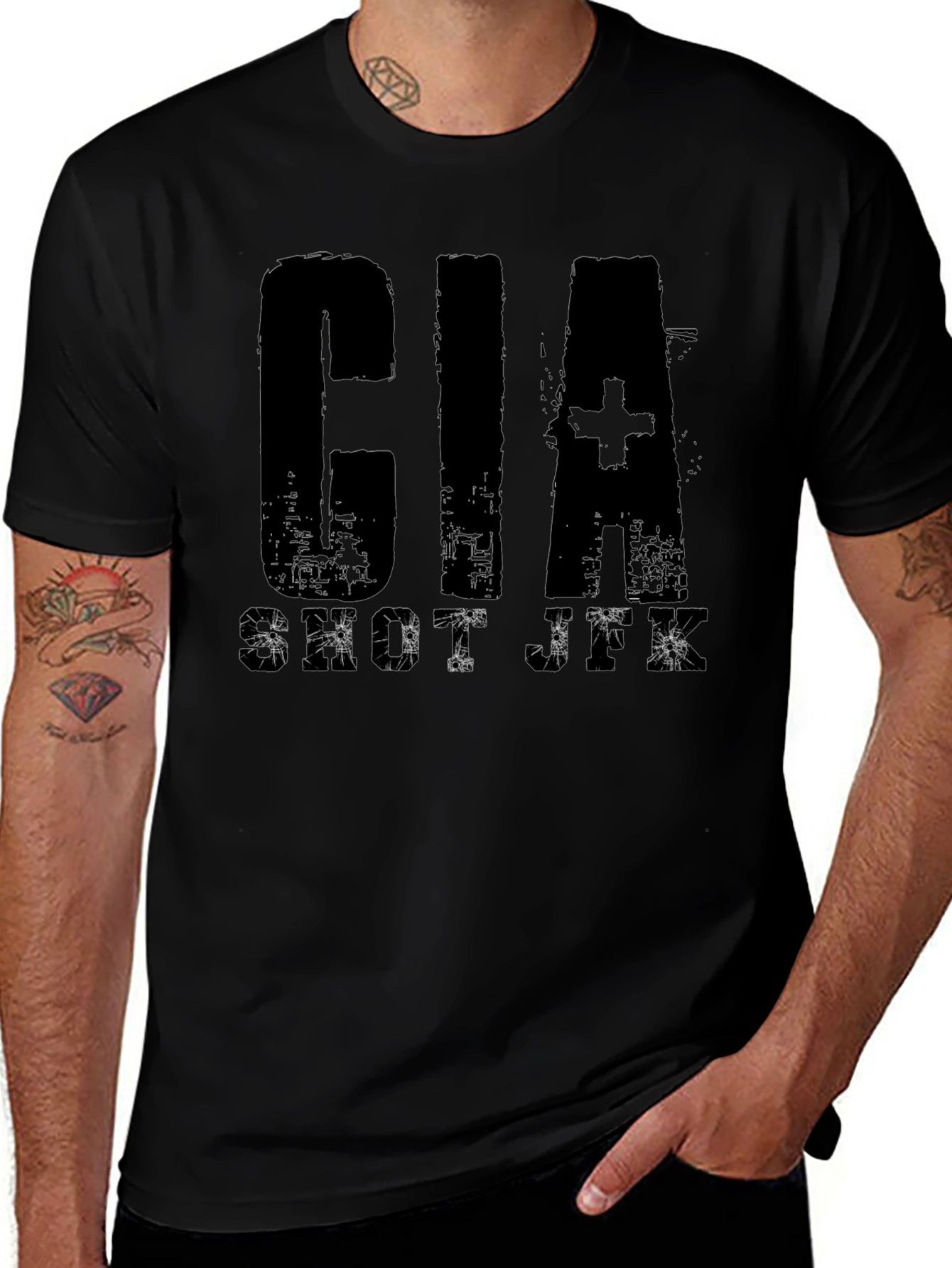 CIA Shut JXK Black Graphic T-Shirt