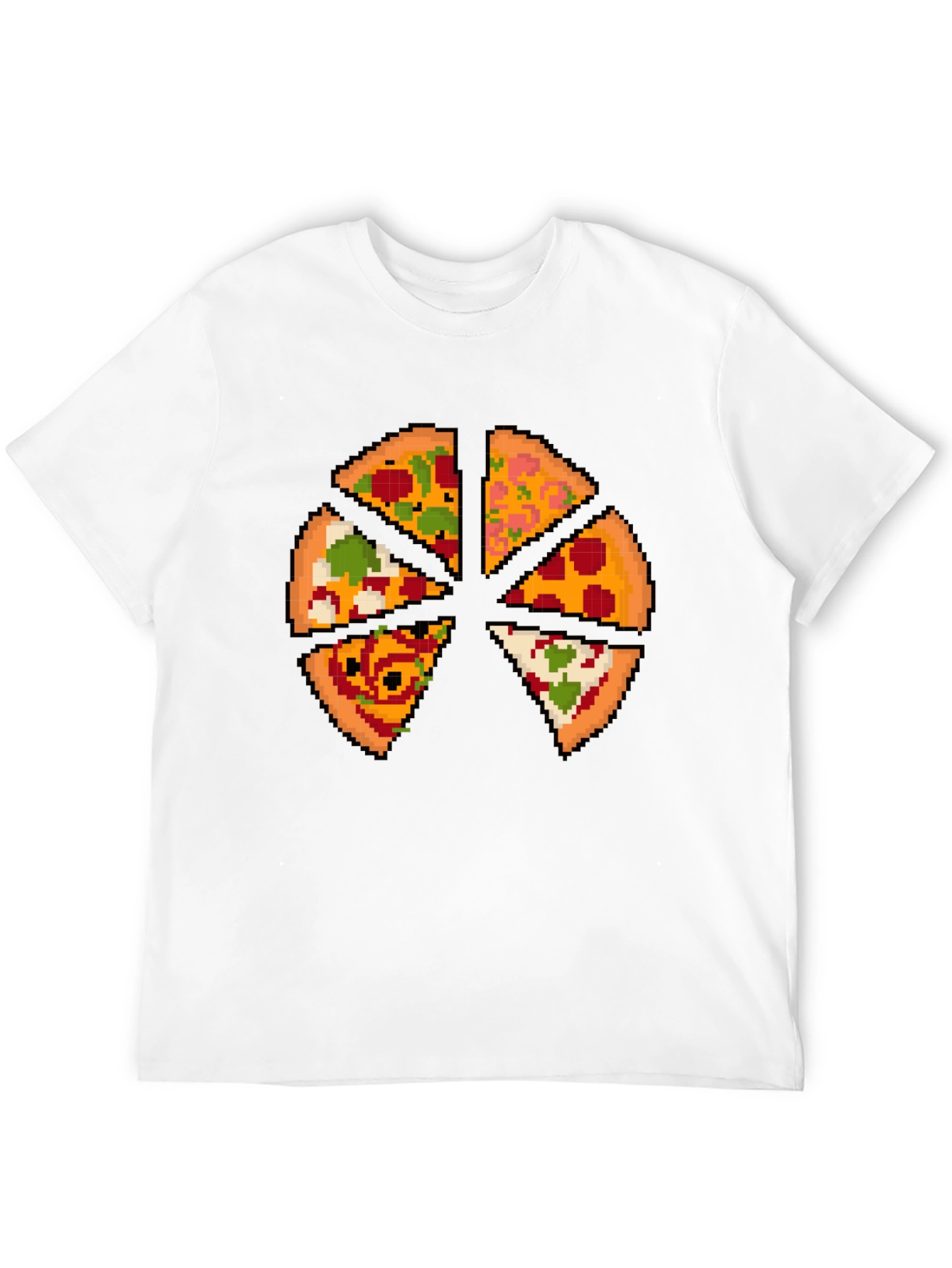 Pizza Pixel Art Graphic T-Shirt - Black