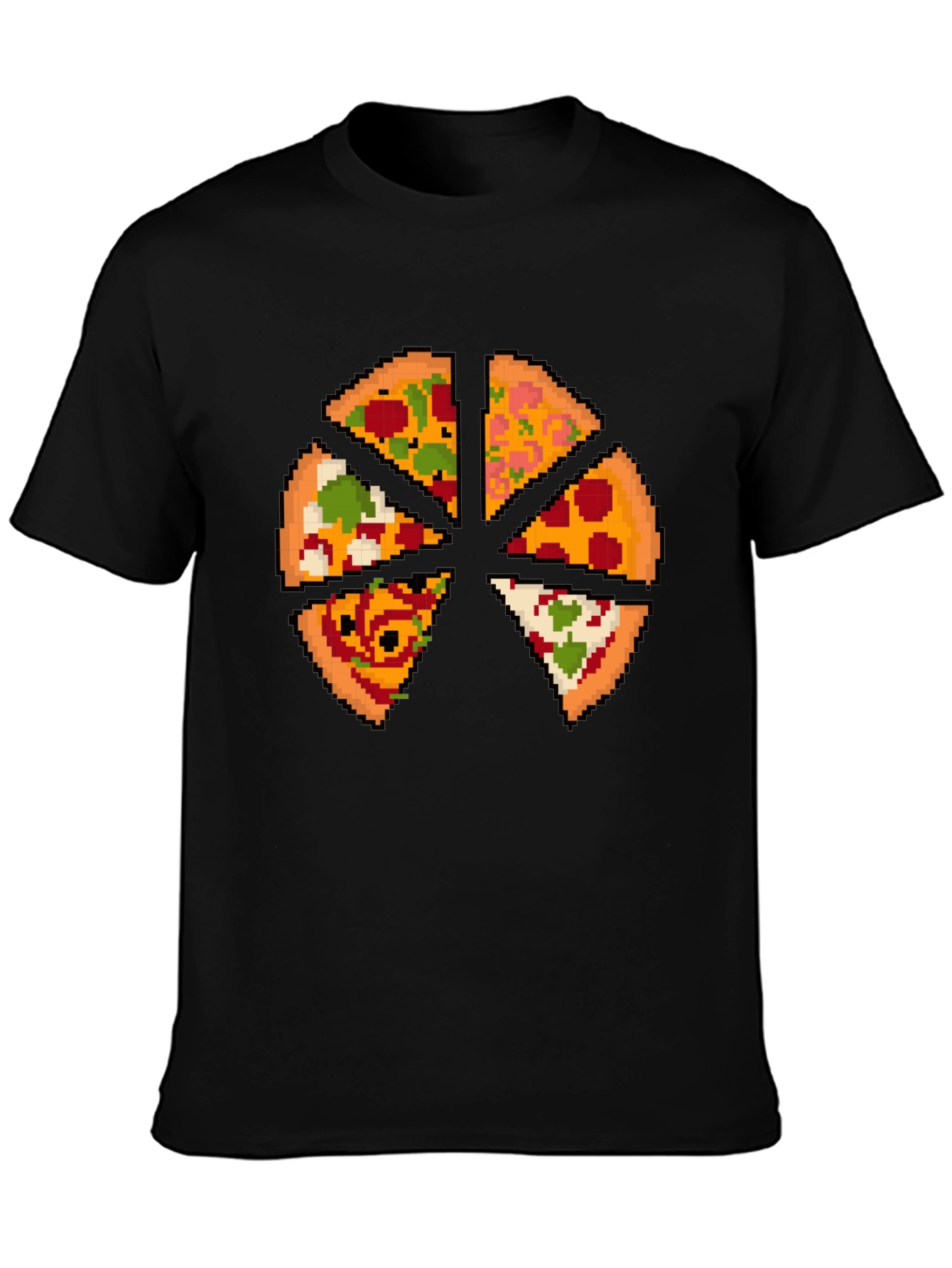 Pizza Pixel Art Graphic T-Shirt - Black