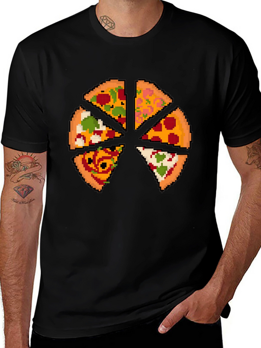 Pizza Pixel Art Graphic T-Shirt - Black