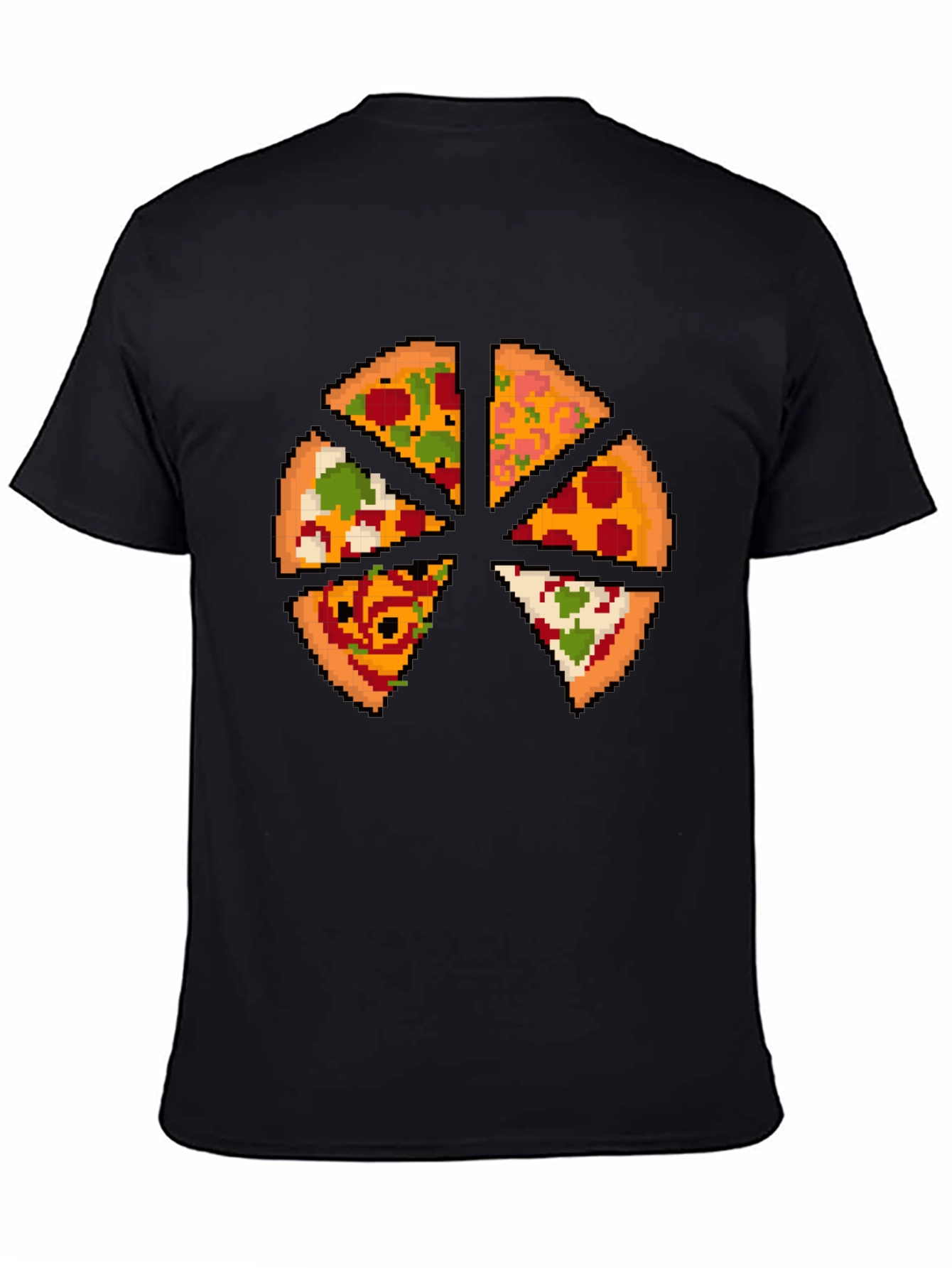 Pizza Pixel Art Graphic T-Shirt - Black