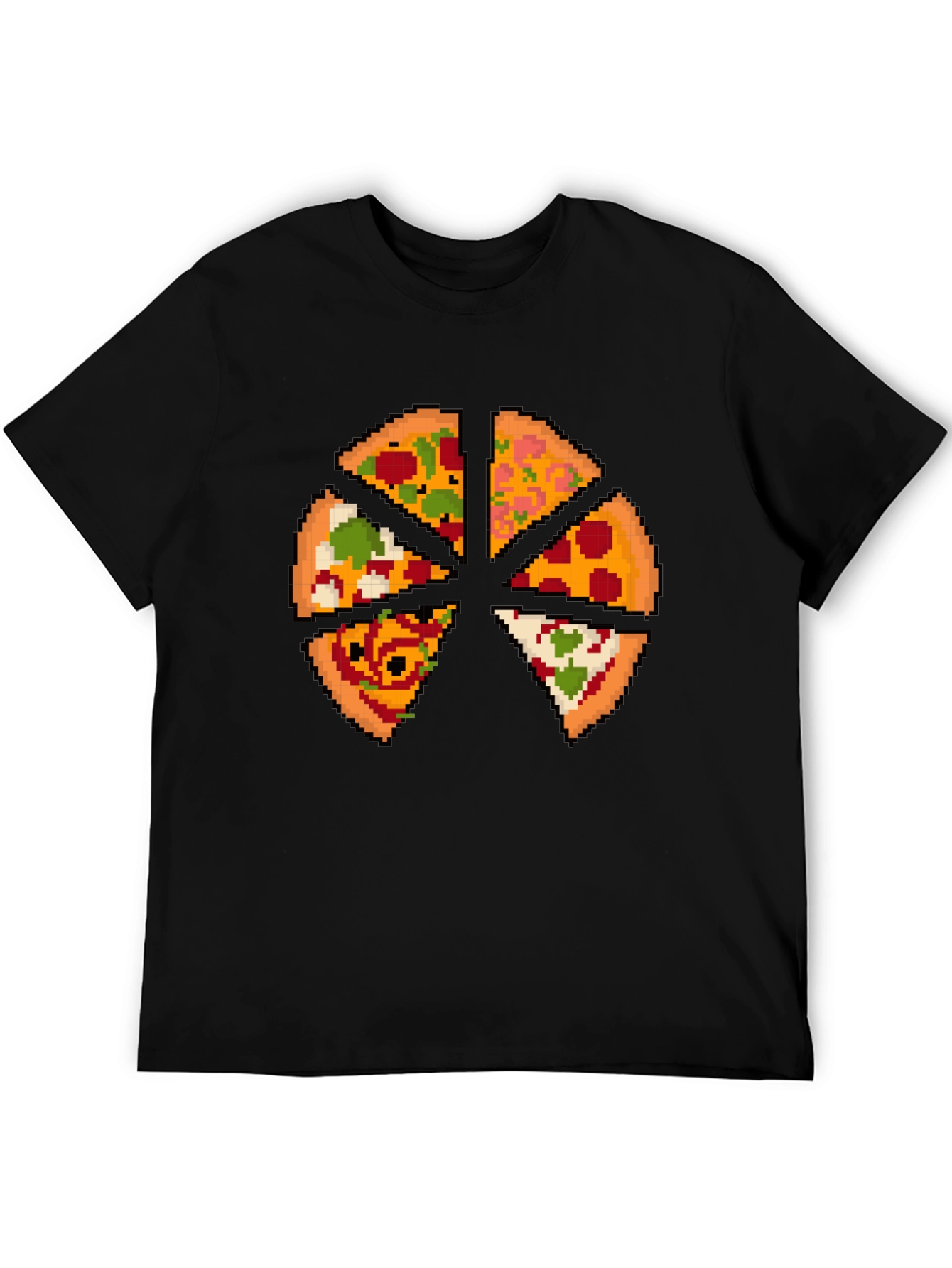 Pizza Pixel Art Graphic T-Shirt - Black
