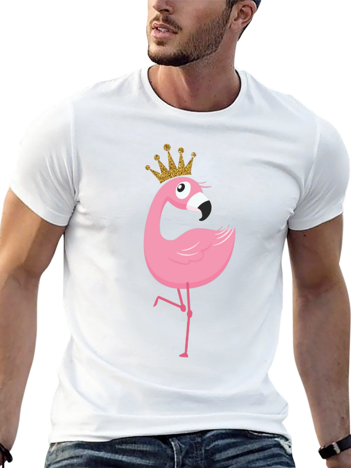 Flamingo Princess T-Shirt - Black Crew Neck Tee