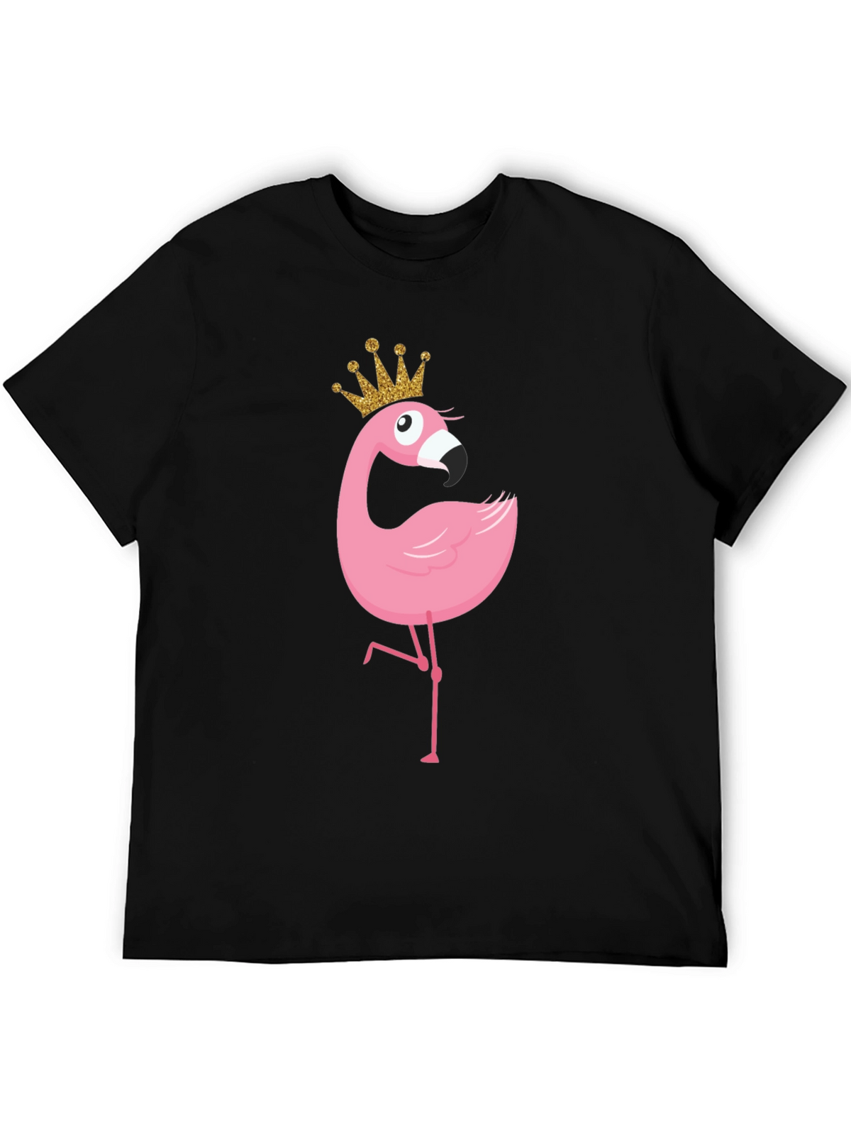 Flamingo Princess T-Shirt - Black Crew Neck Tee