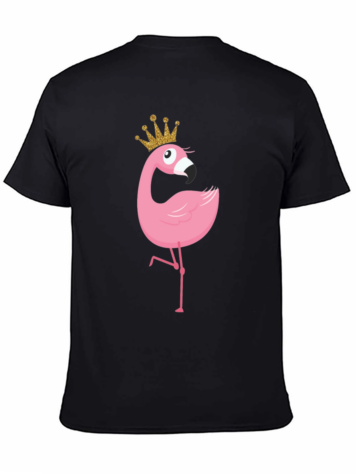 Flamingo Princess T-Shirt - Black Crew Neck Tee