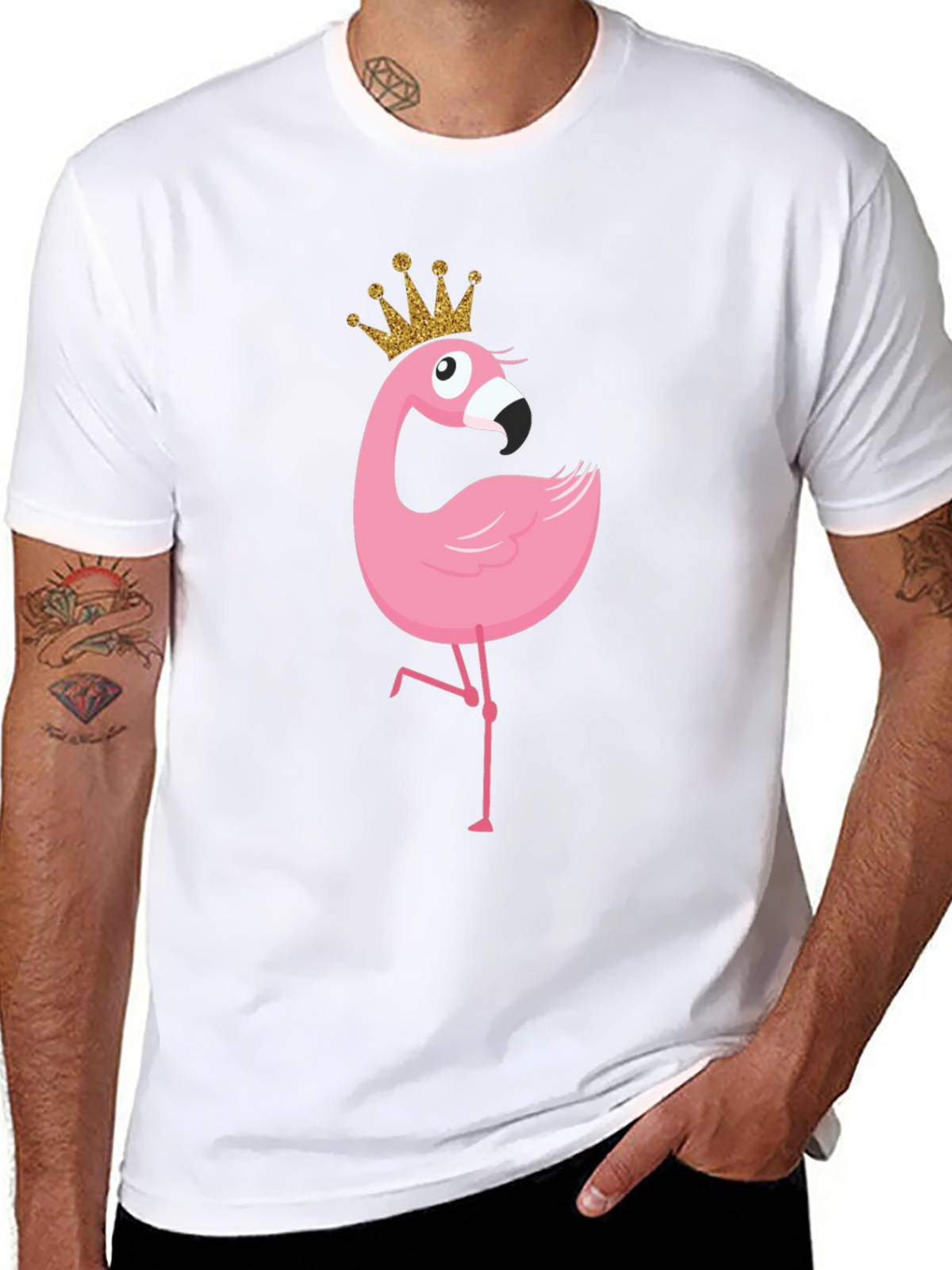 Flamingo Princess T-Shirt - Black Crew Neck Tee