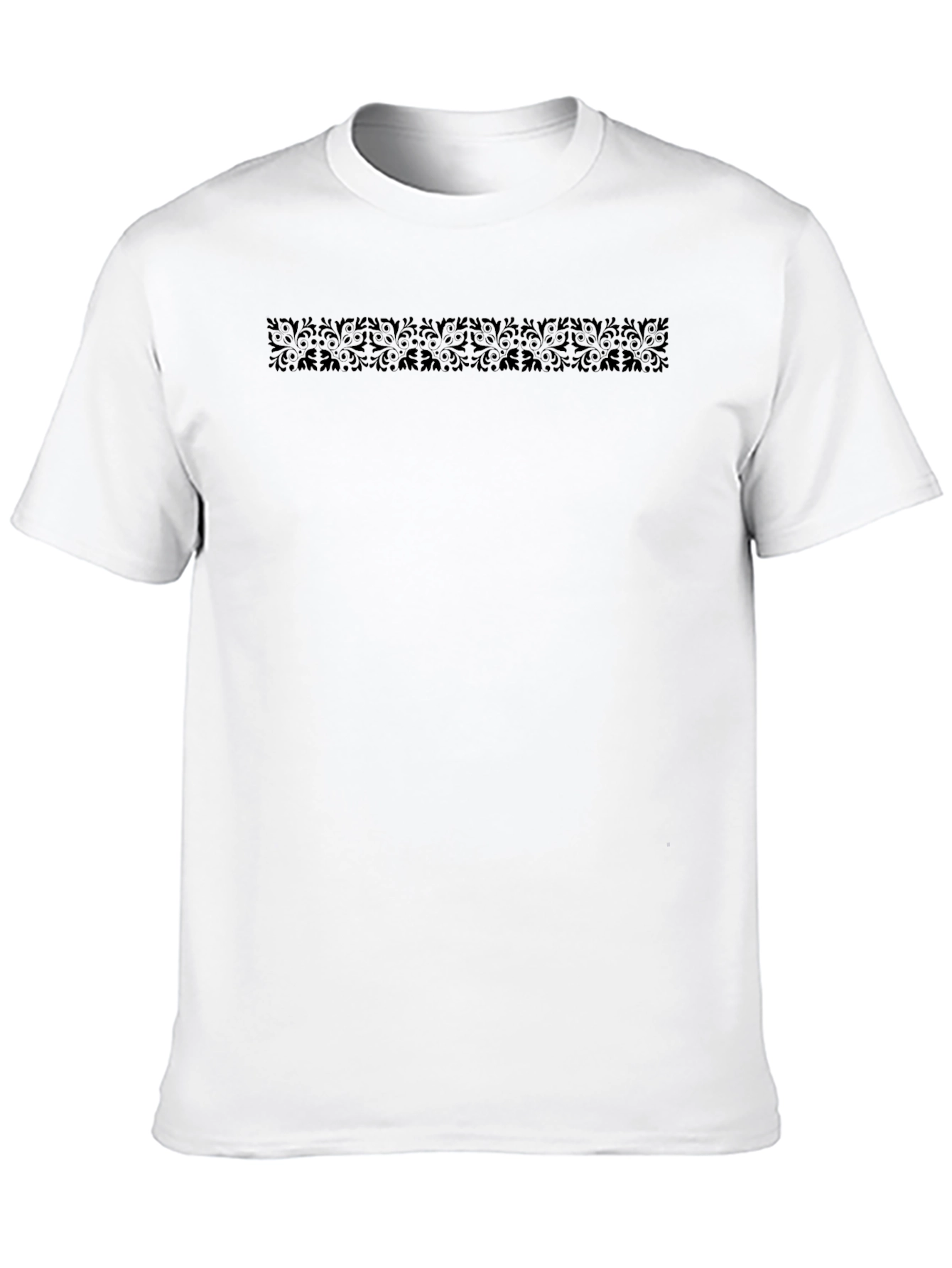 Elegant Black Patterned Crew Neck T-Shirt