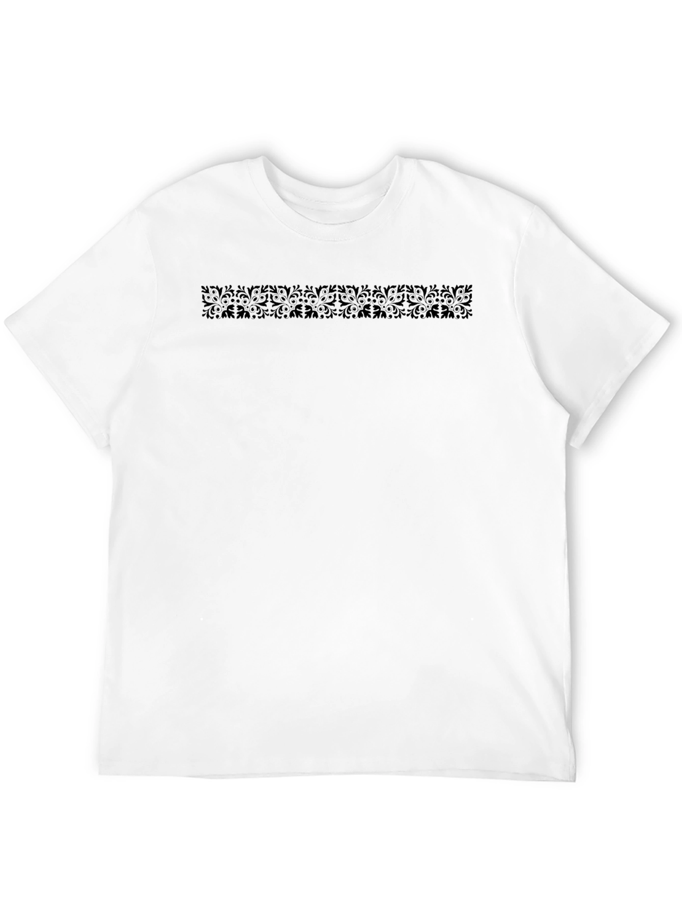Elegant Black Patterned Crew Neck T-Shirt