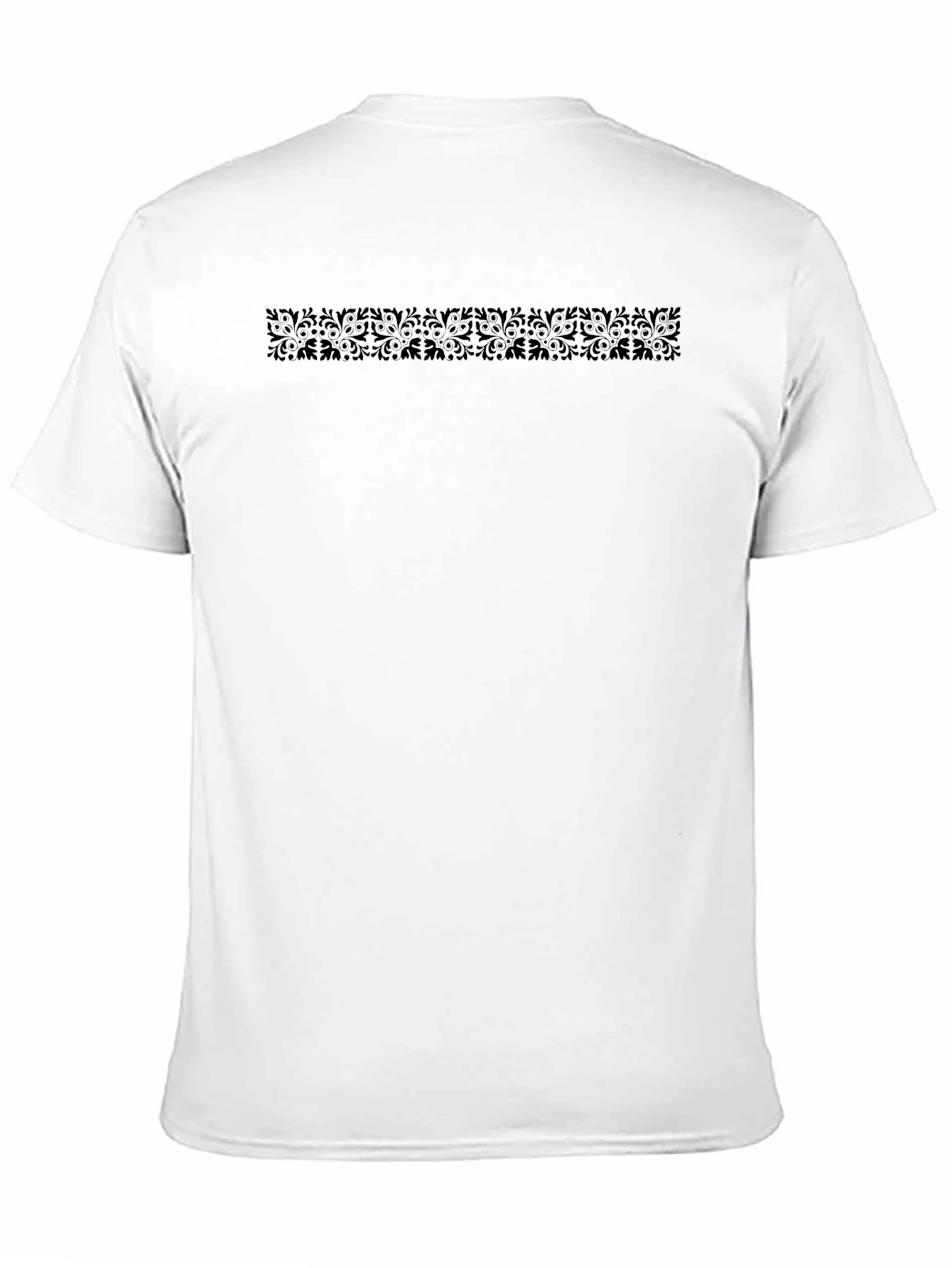 Elegant Black Patterned Crew Neck T-Shirt