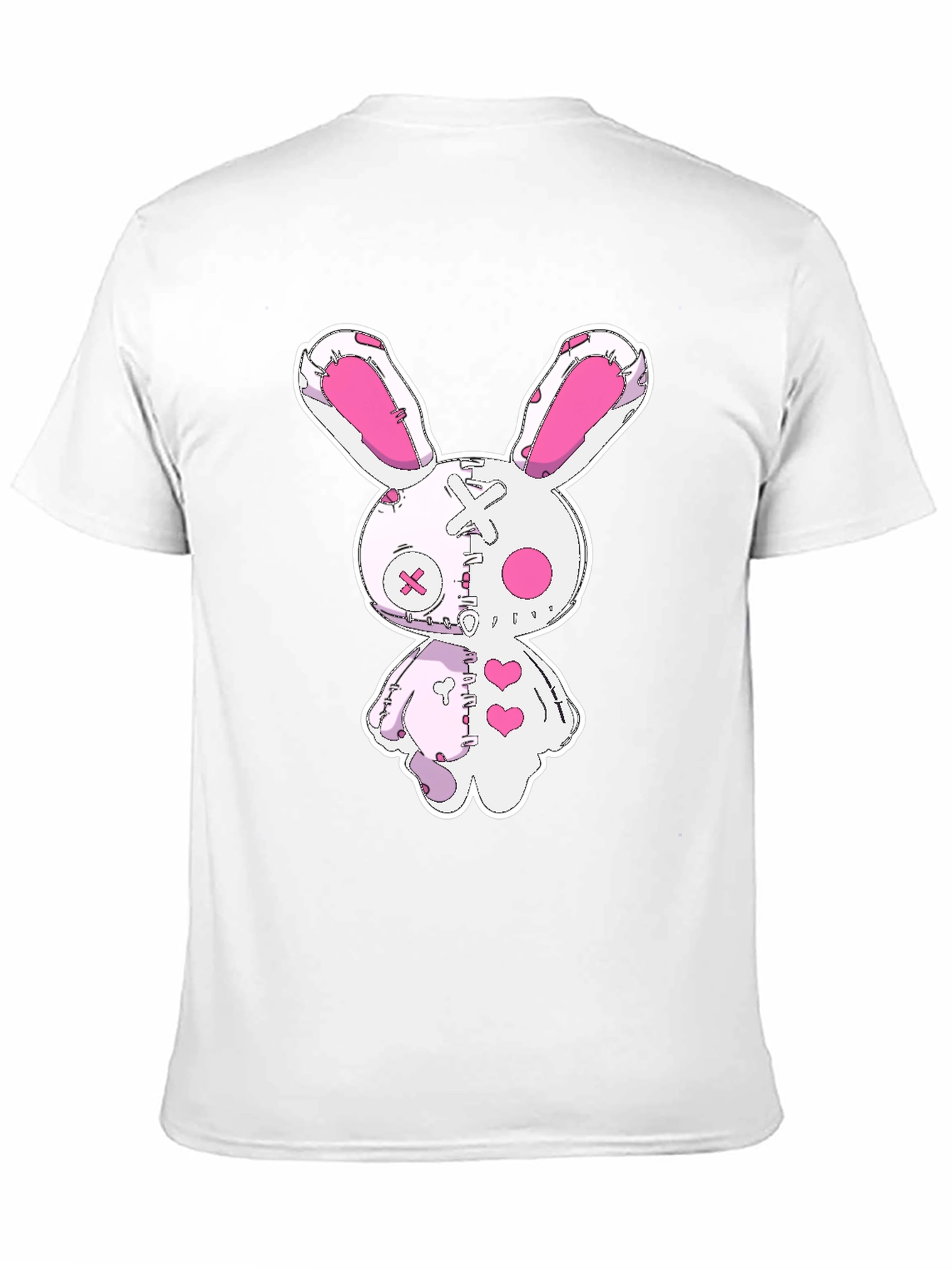 Creepy Cute Bunny Graphic Tee - Black Cotton