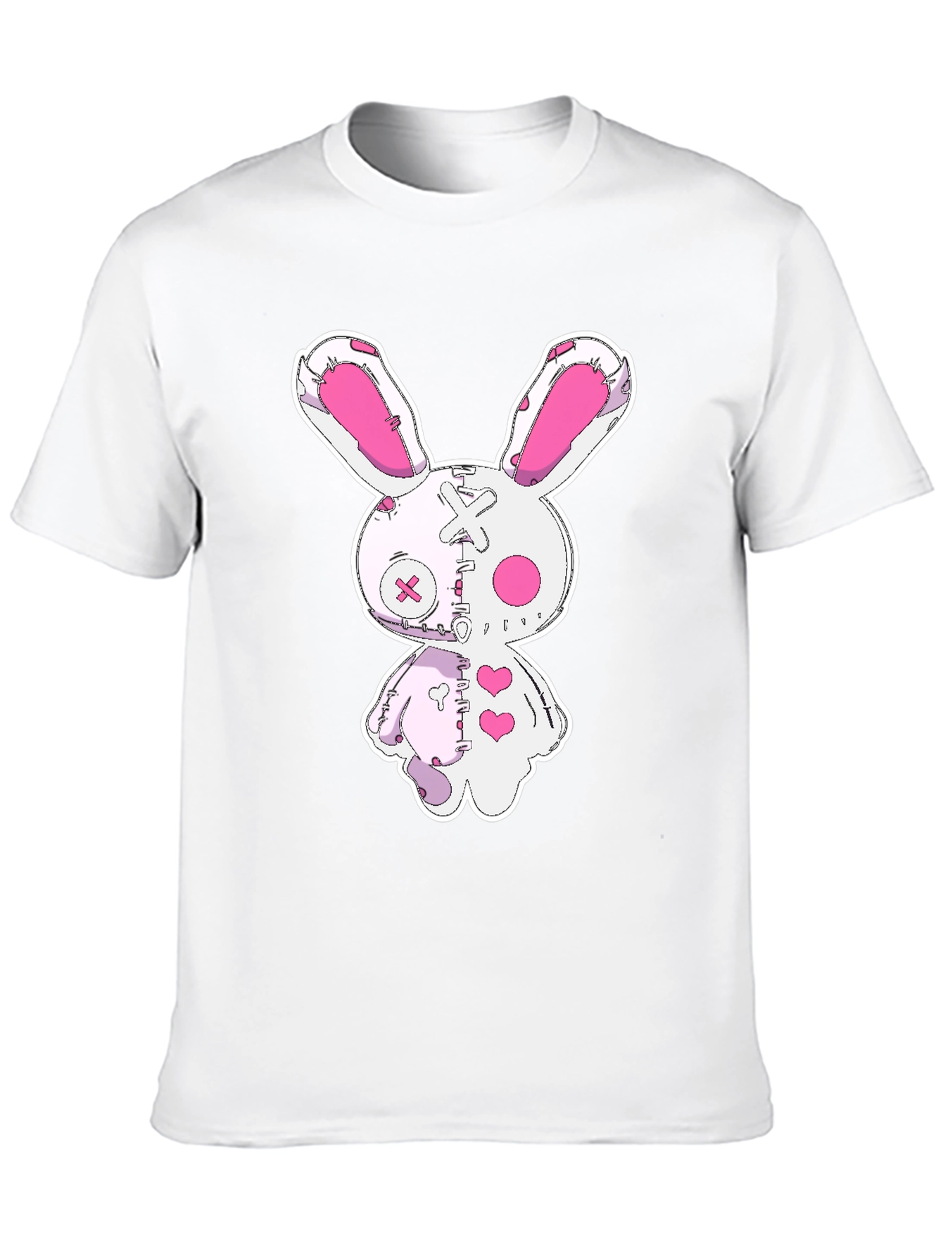 Creepy Cute Bunny Graphic Tee - Black Cotton