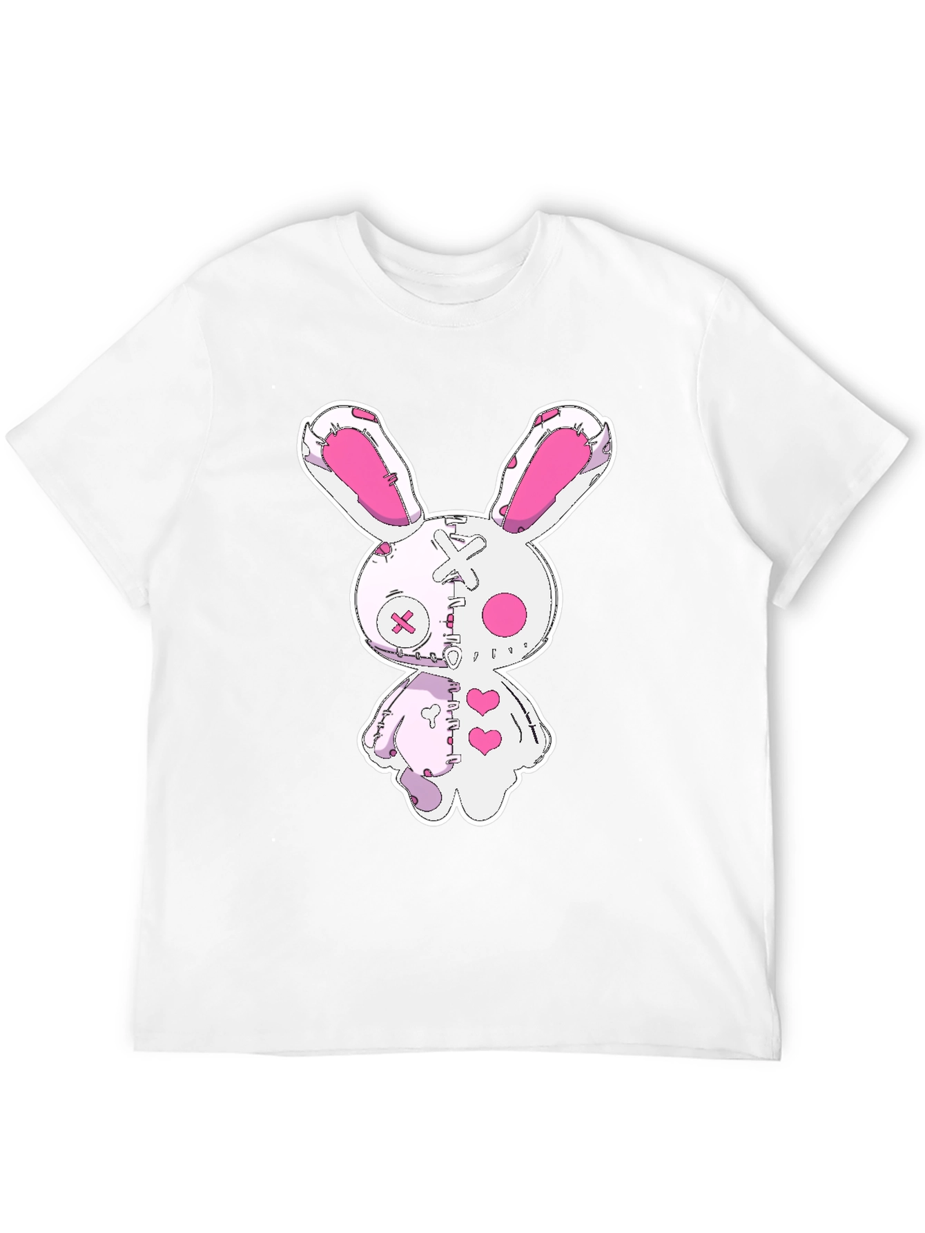 Creepy Cute Bunny Graphic Tee - Black Cotton