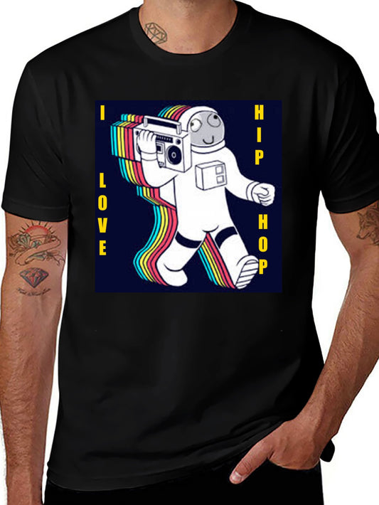 Astronaut Boombox Graphic Tee - I Love Hip Hop T-Shirt