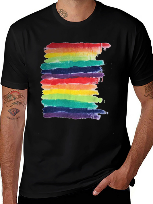 Rainbow Watercolor Striped T-Shirt