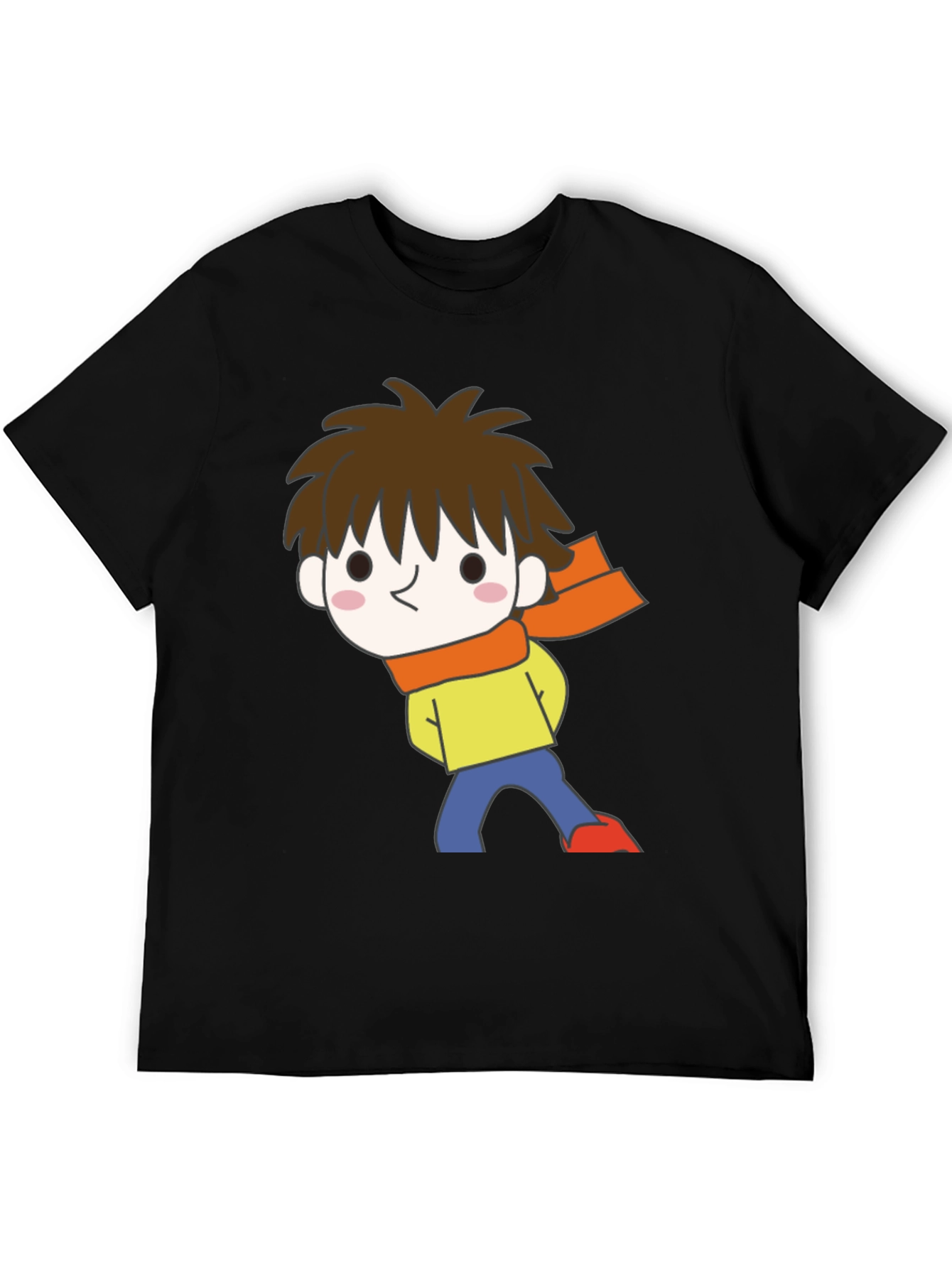 Cartoon Boy Graphic Black T-Shirt