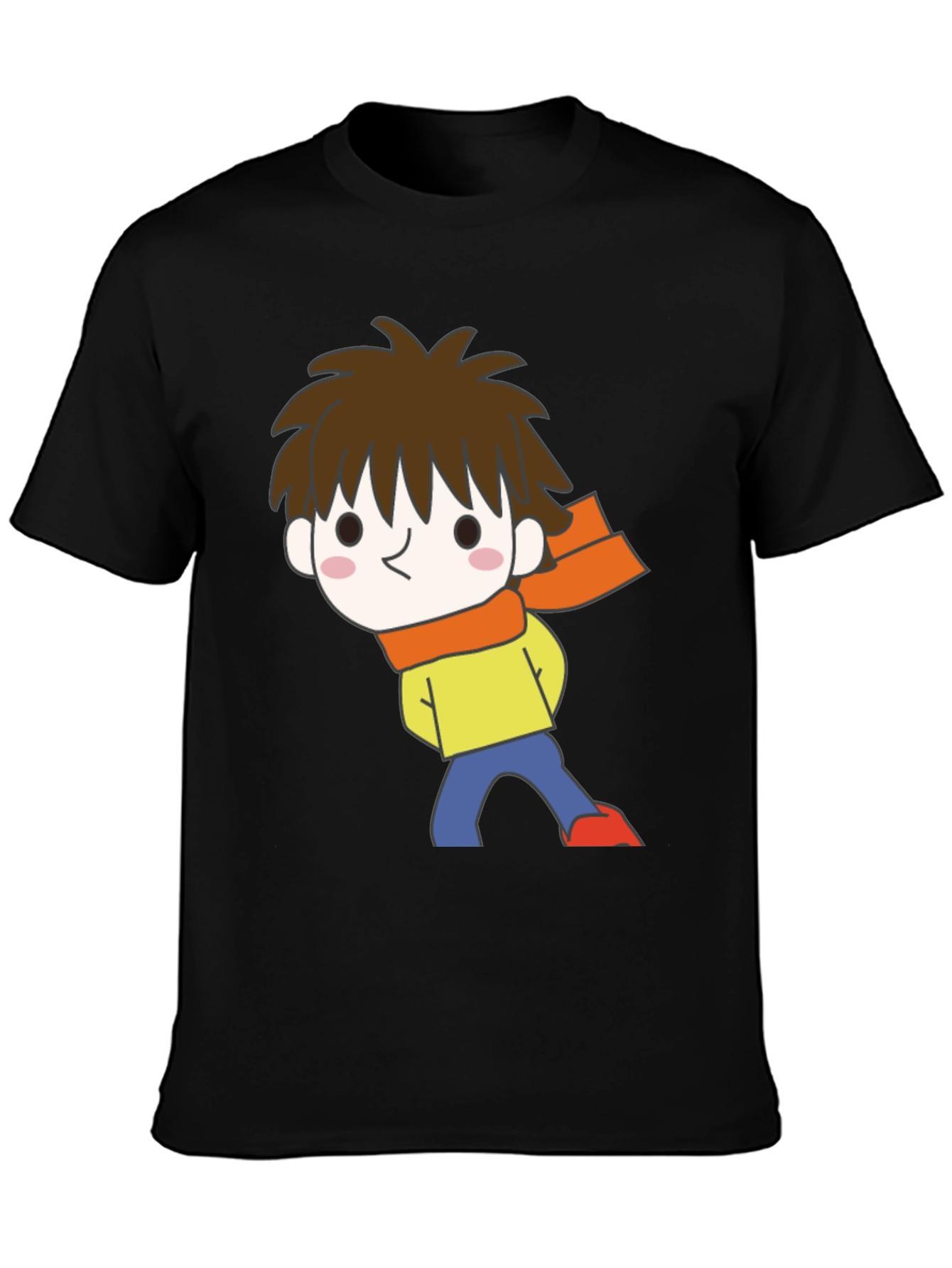 Cartoon Boy Graphic Black T-Shirt
