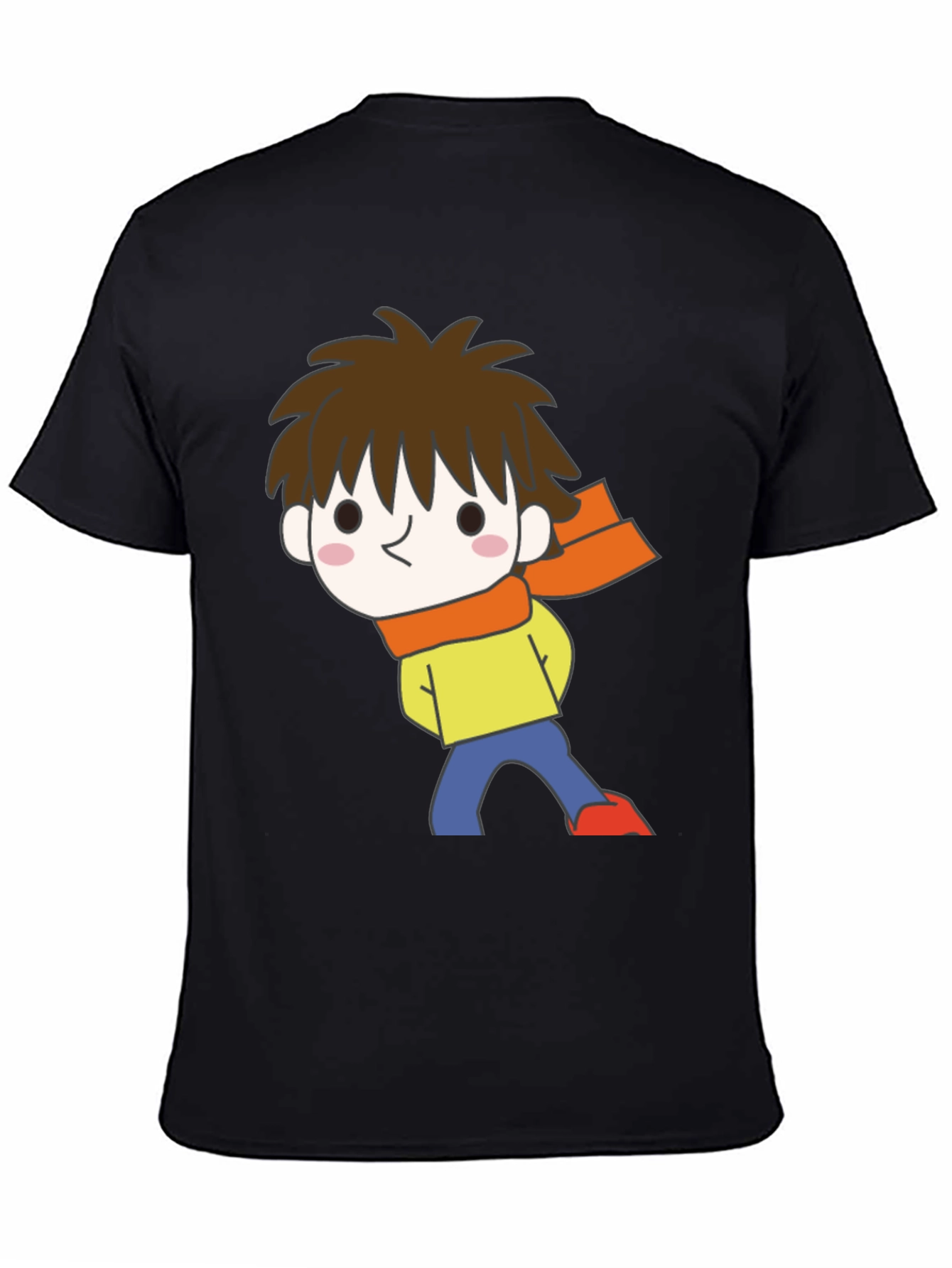 Cartoon Boy Graphic Black T-Shirt