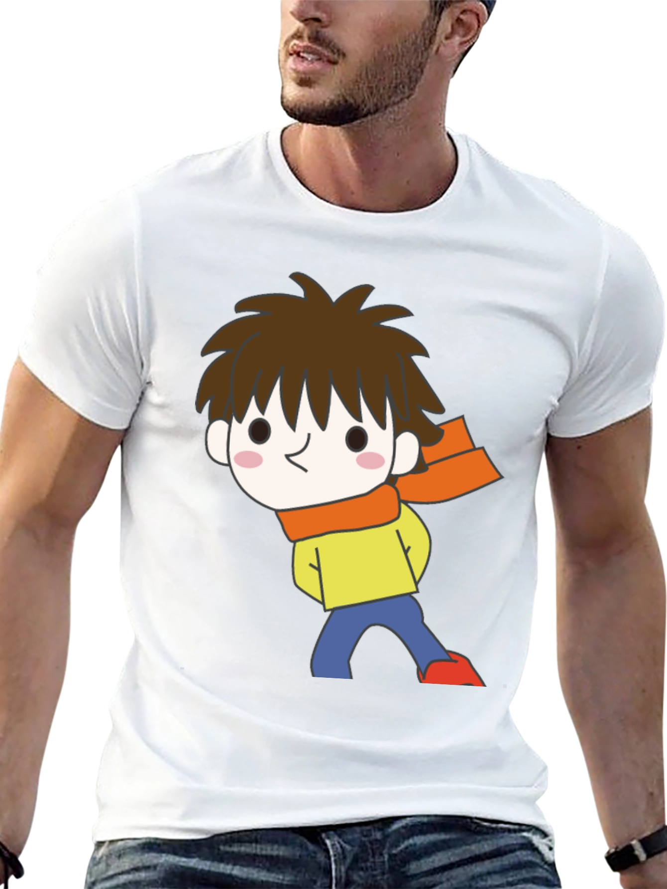 Cartoon Boy Graphic Black T-Shirt