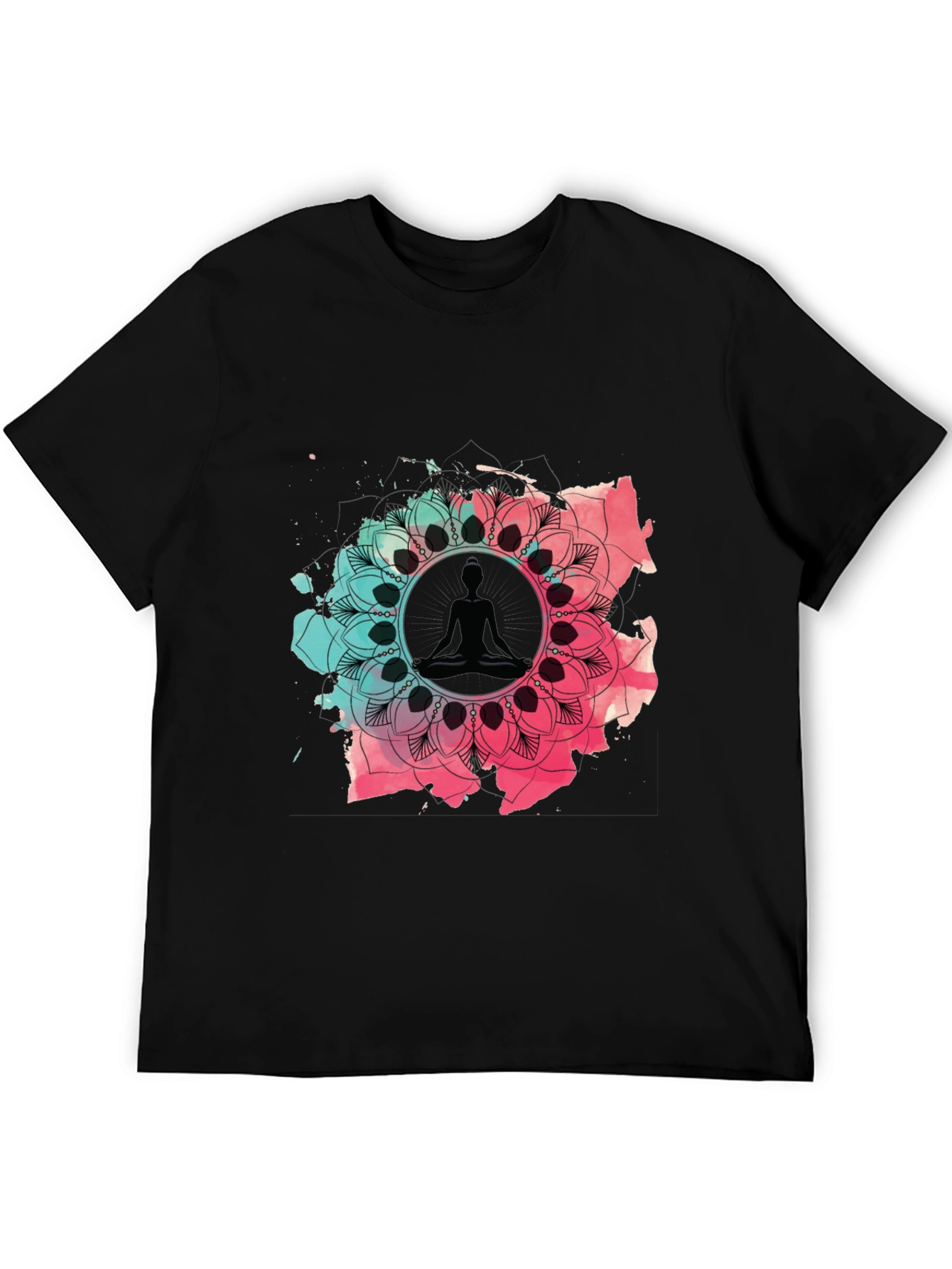 Meditative Mandala Graphic Tee - Black