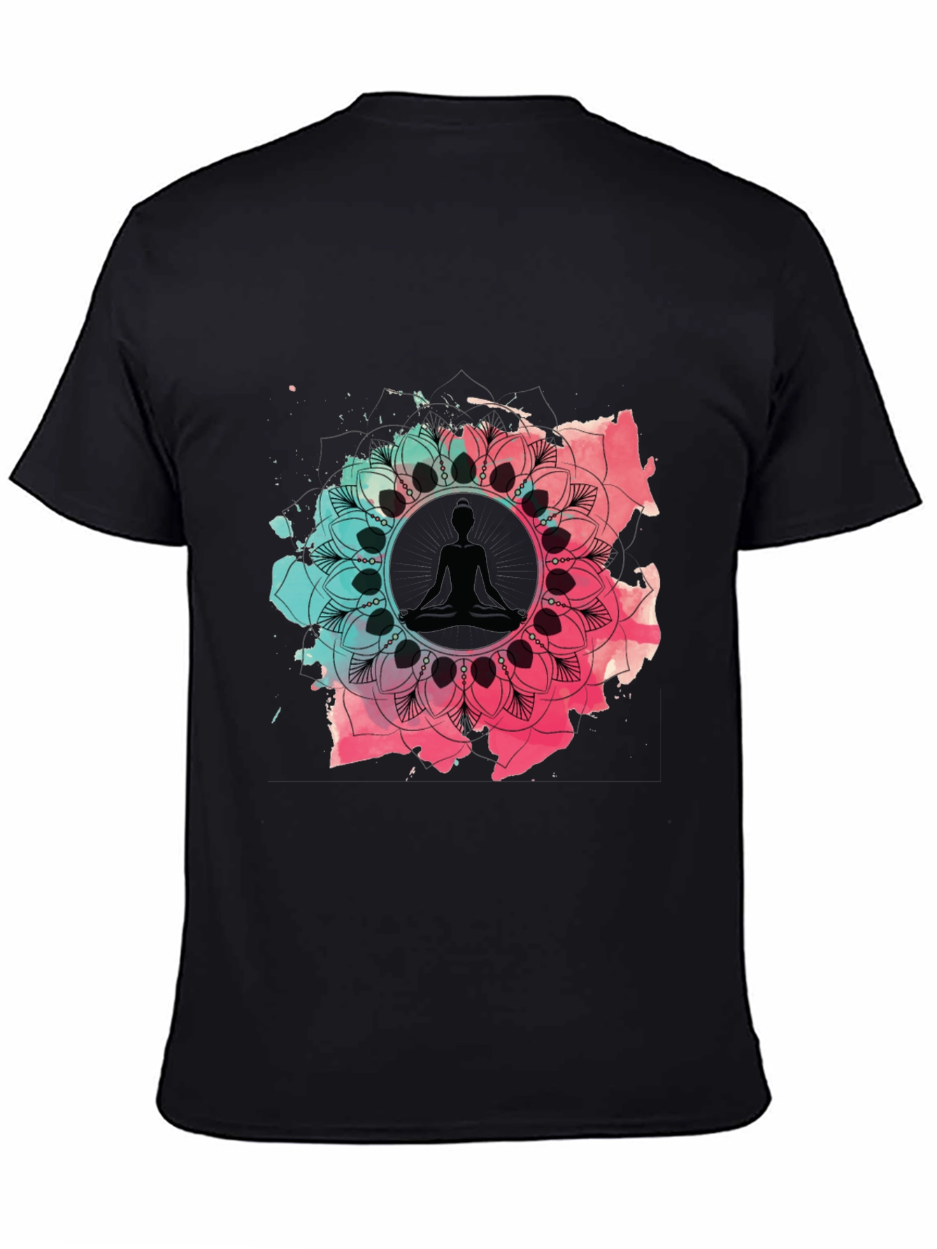 Meditative Mandala Graphic Tee - Black